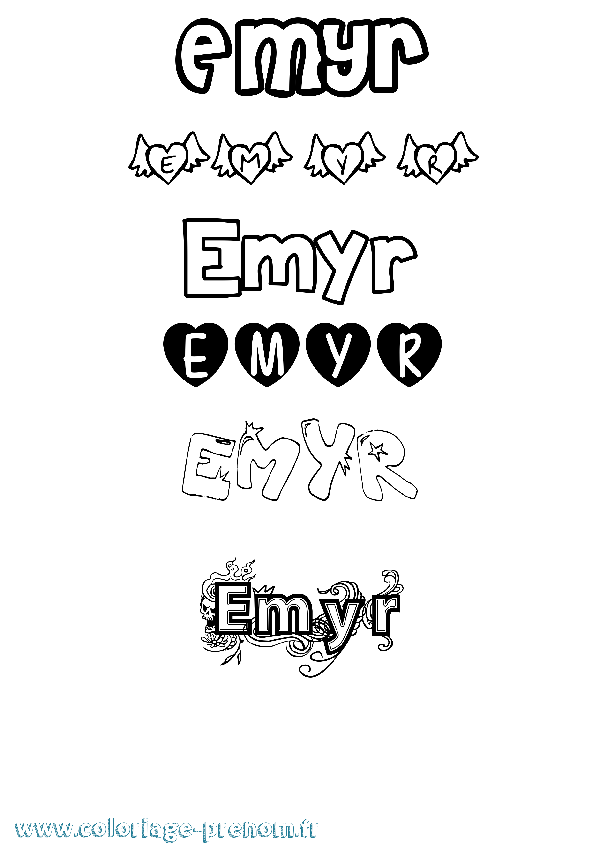 Coloriage prénom Emyr Girly
