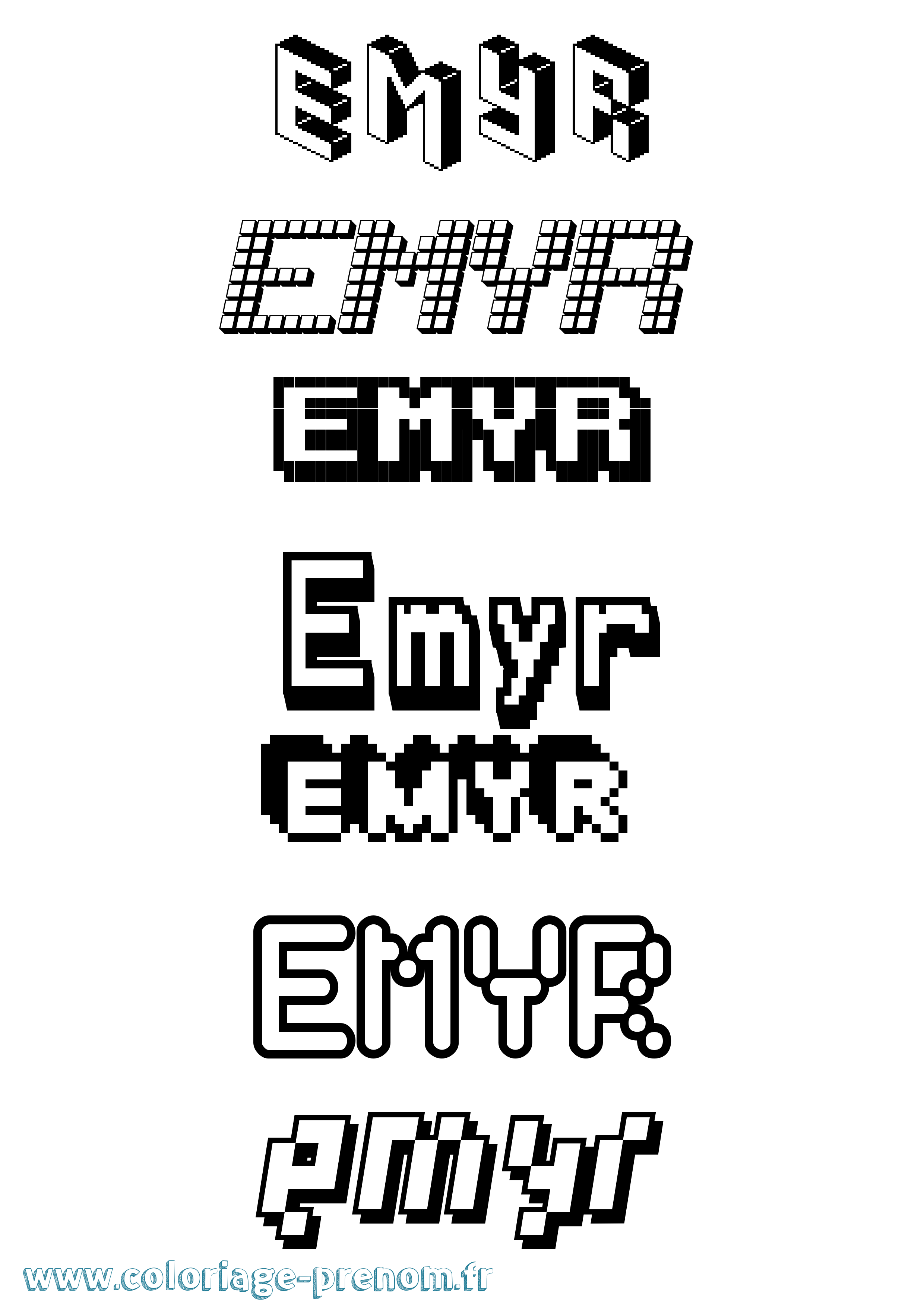 Coloriage prénom Emyr Pixel