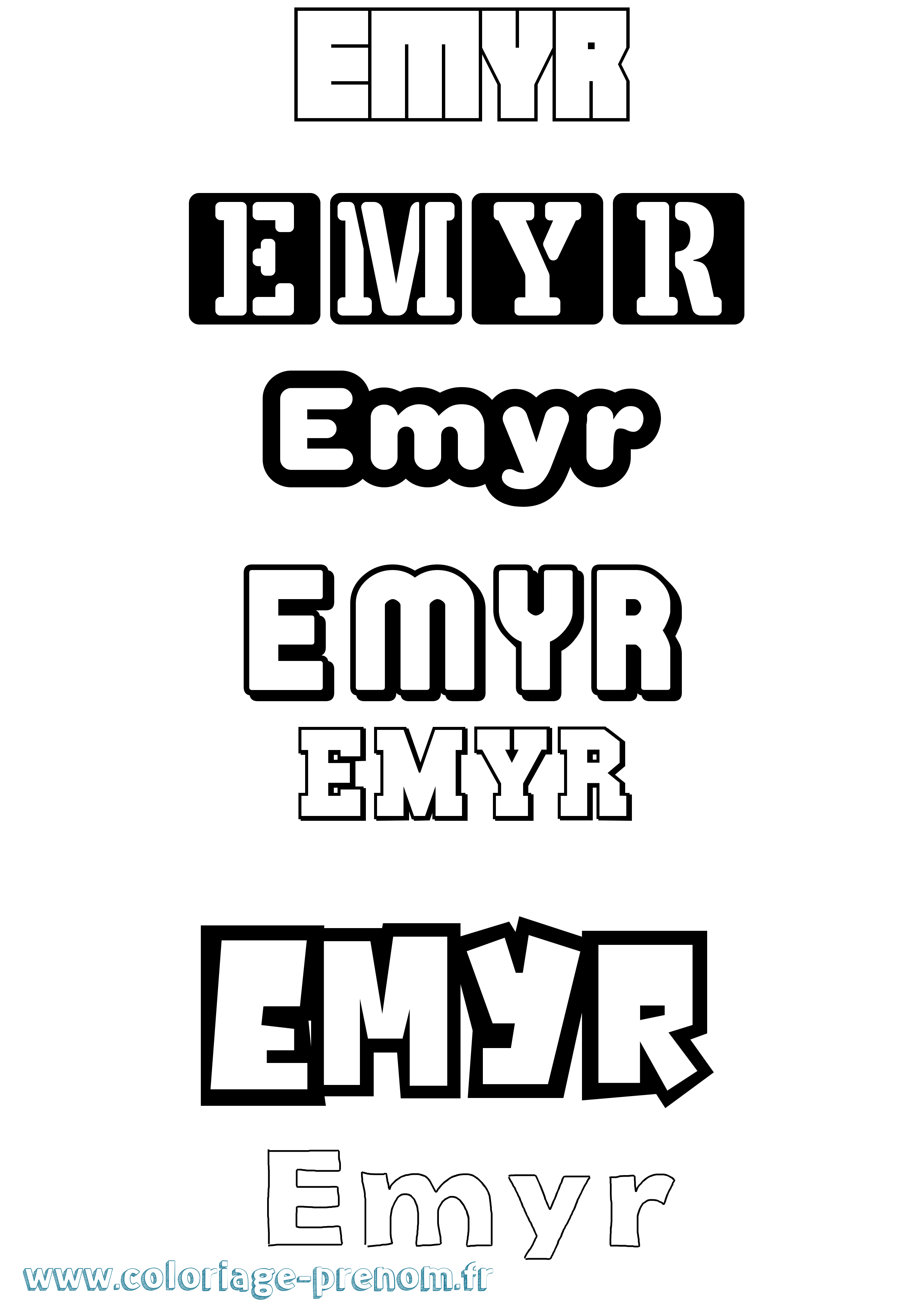 Coloriage prénom Emyr Simple