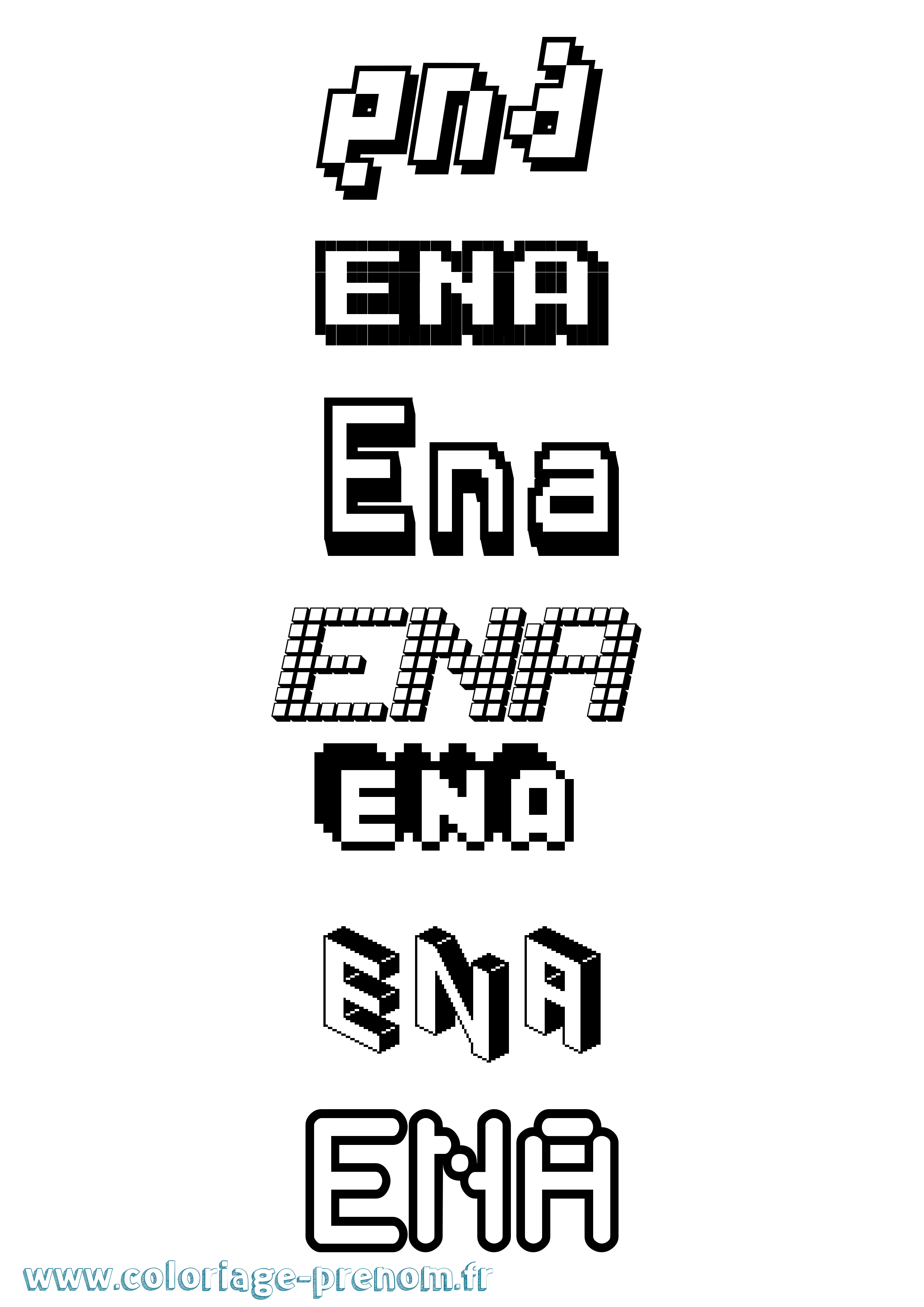 Coloriage prénom Ena Pixel