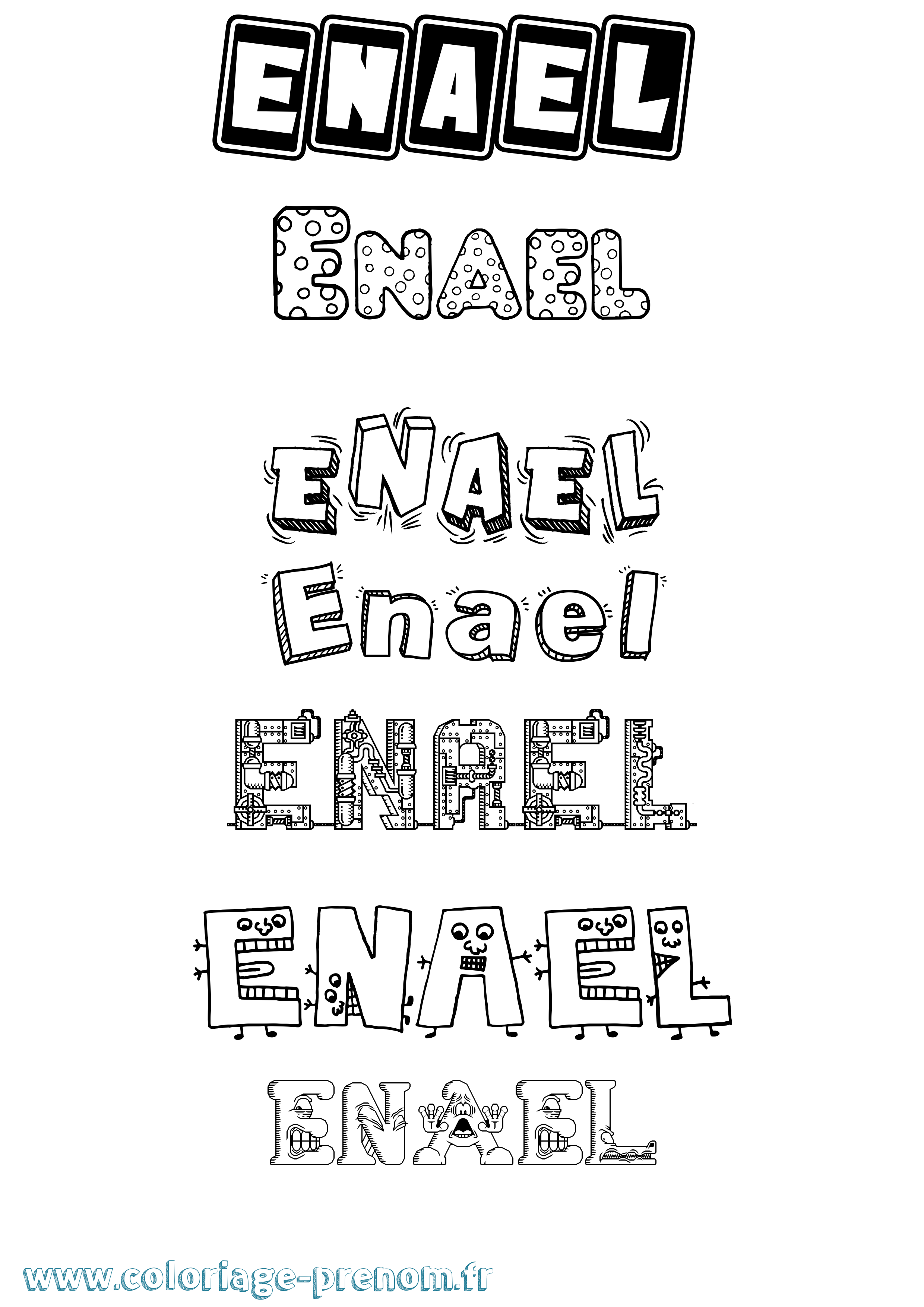 Coloriage prénom Enael Fun