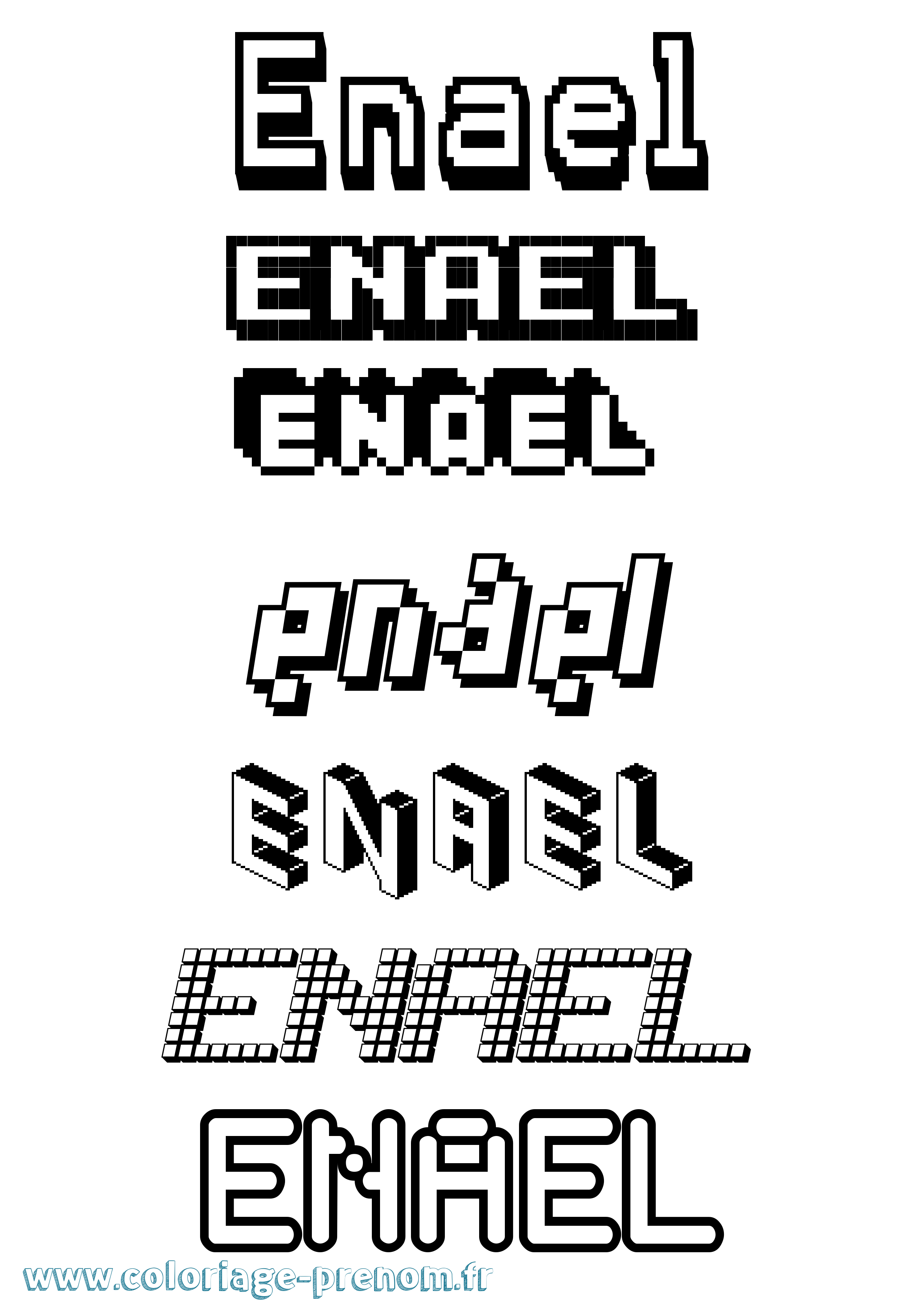 Coloriage prénom Enael Pixel