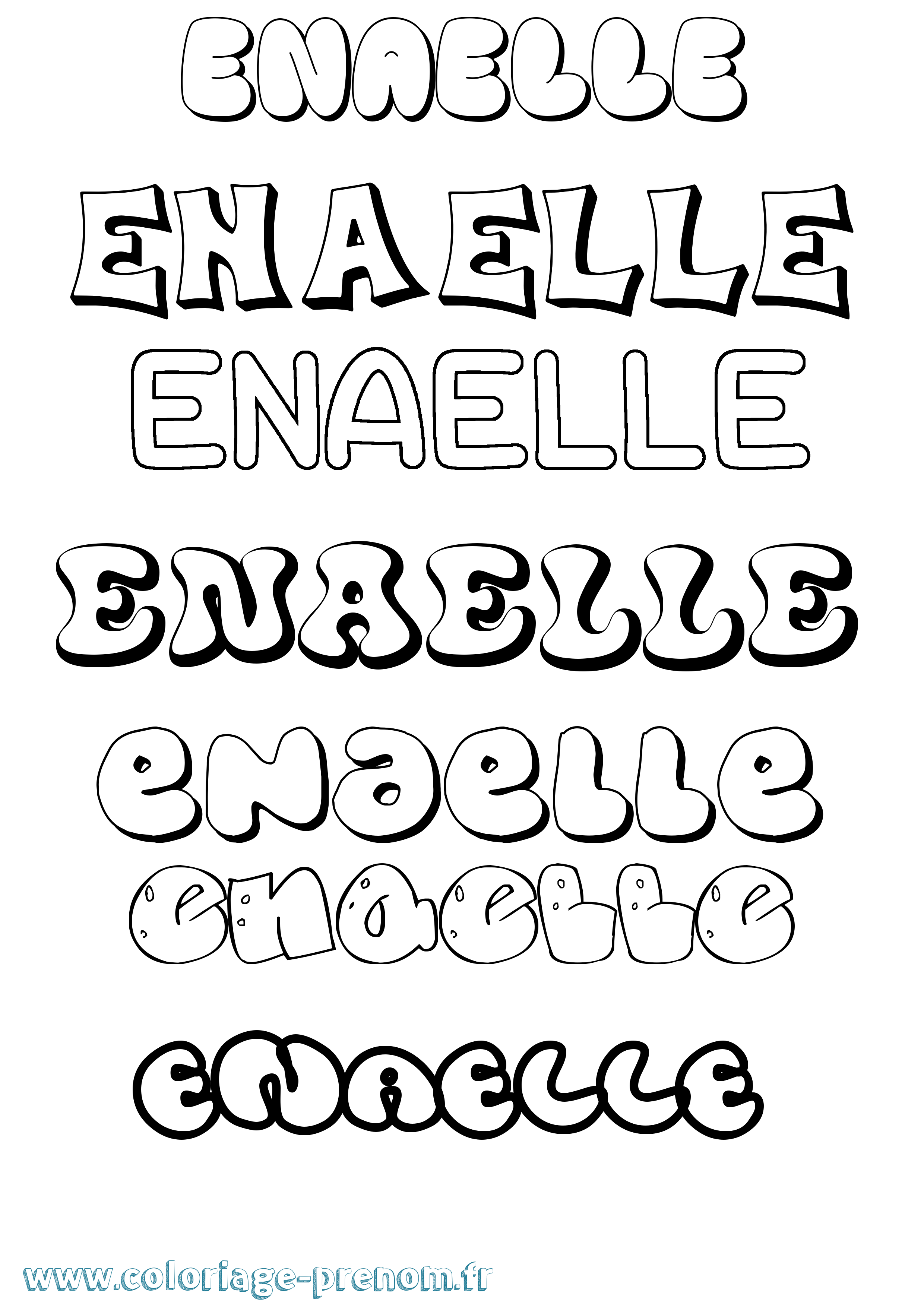 Coloriage prénom Enaelle Bubble