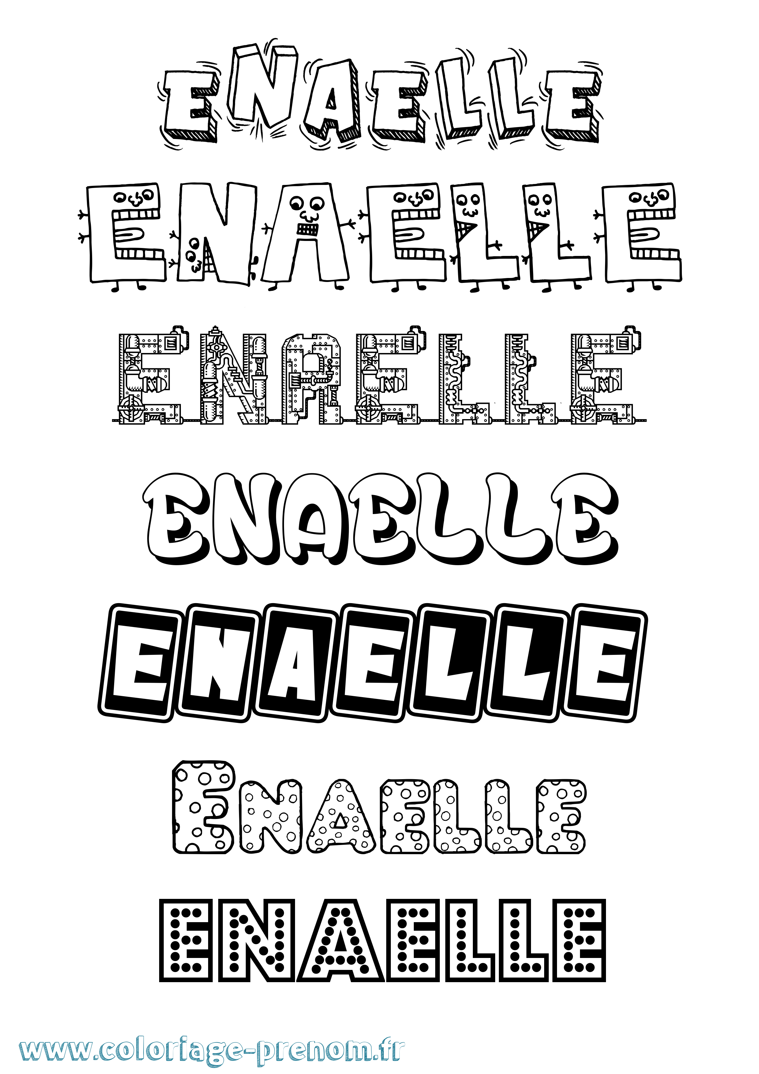 Coloriage prénom Enaelle Fun