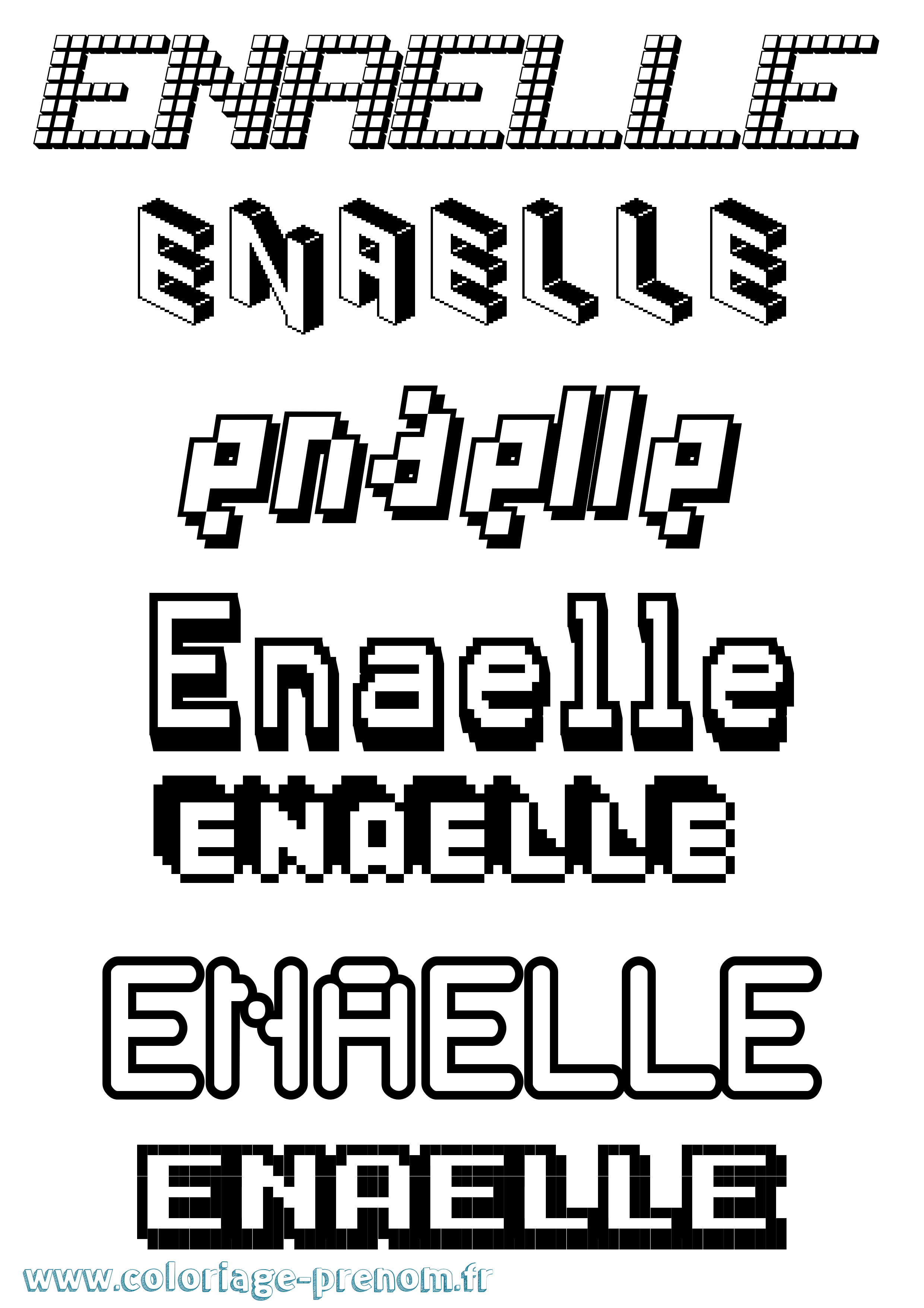 Coloriage prénom Enaelle Pixel