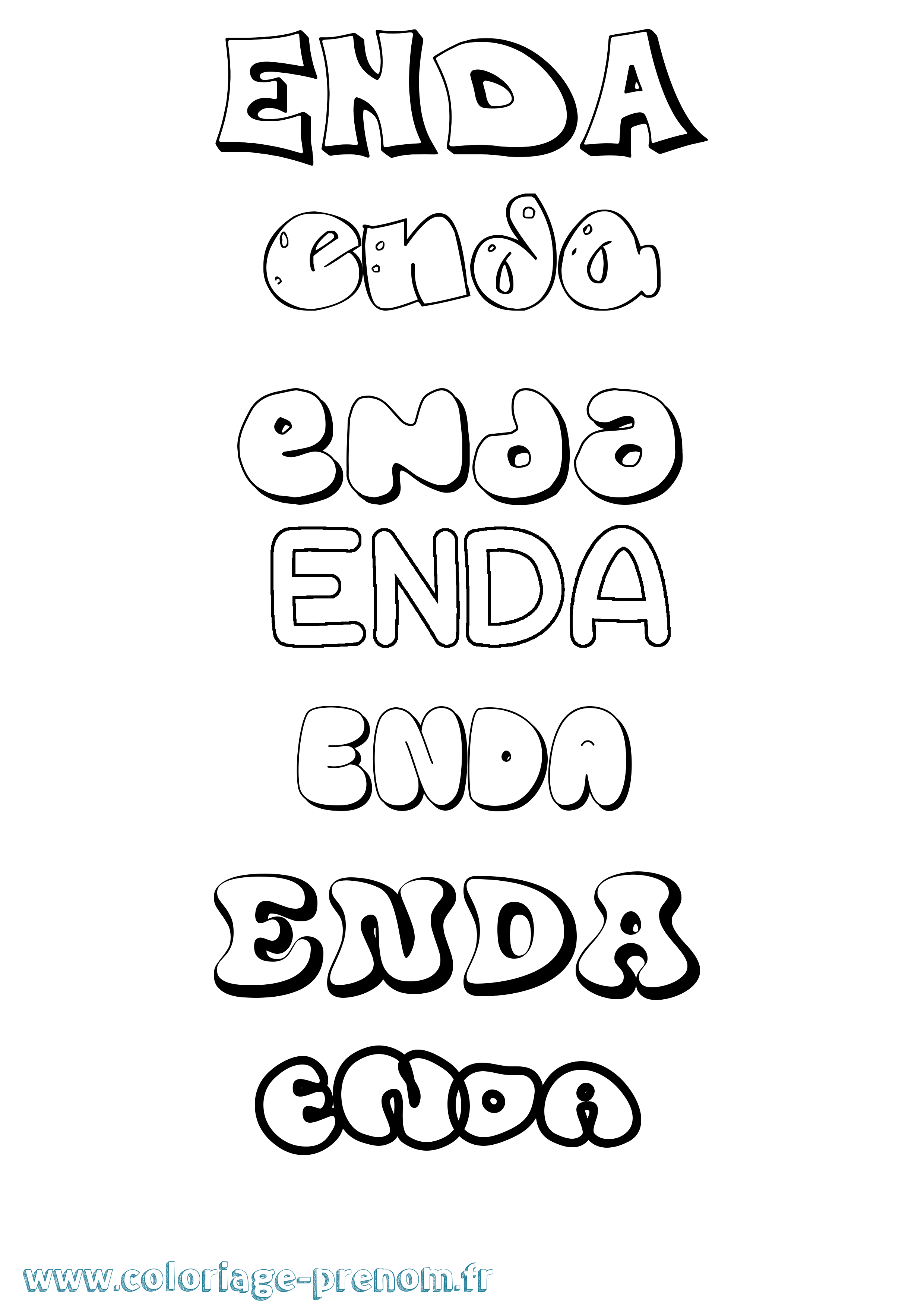 Coloriage Enda Bubble Coloriage prénom Enda Bubble
