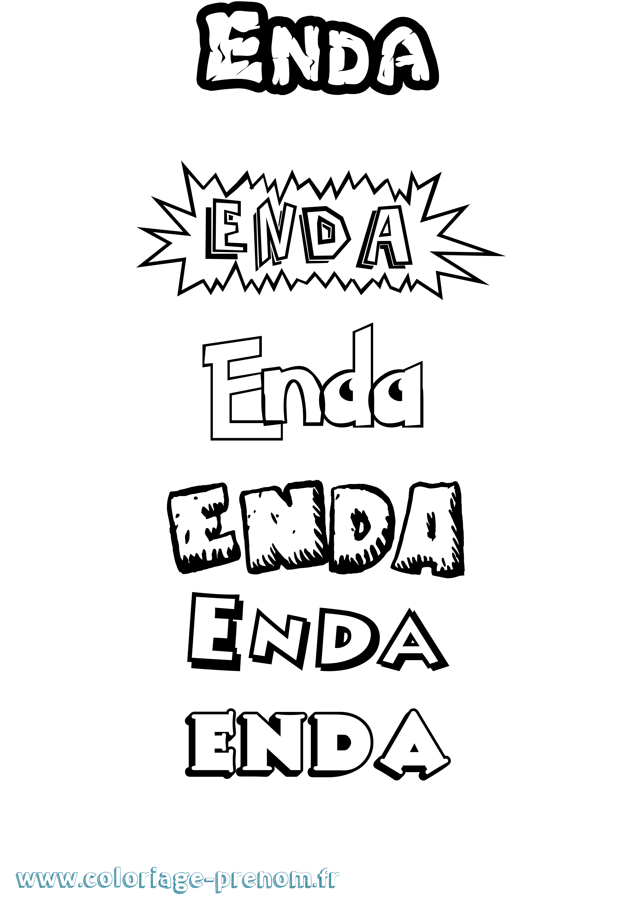 Coloriage Enda Dessin Animé Coloriage prénom Enda Dessin Animé