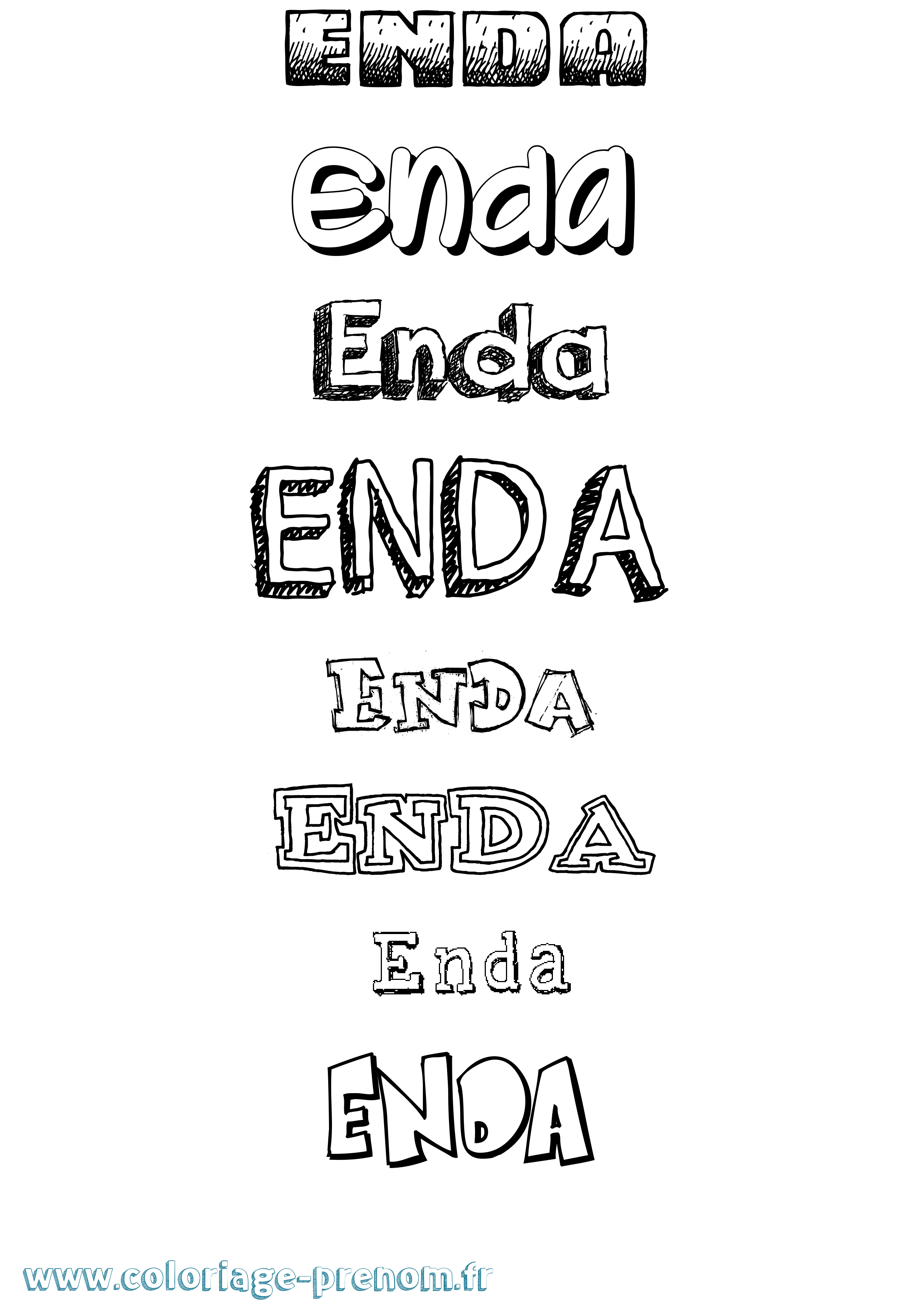 Coloriage Enda Dessiné Coloriage prénom Enda Dessiné