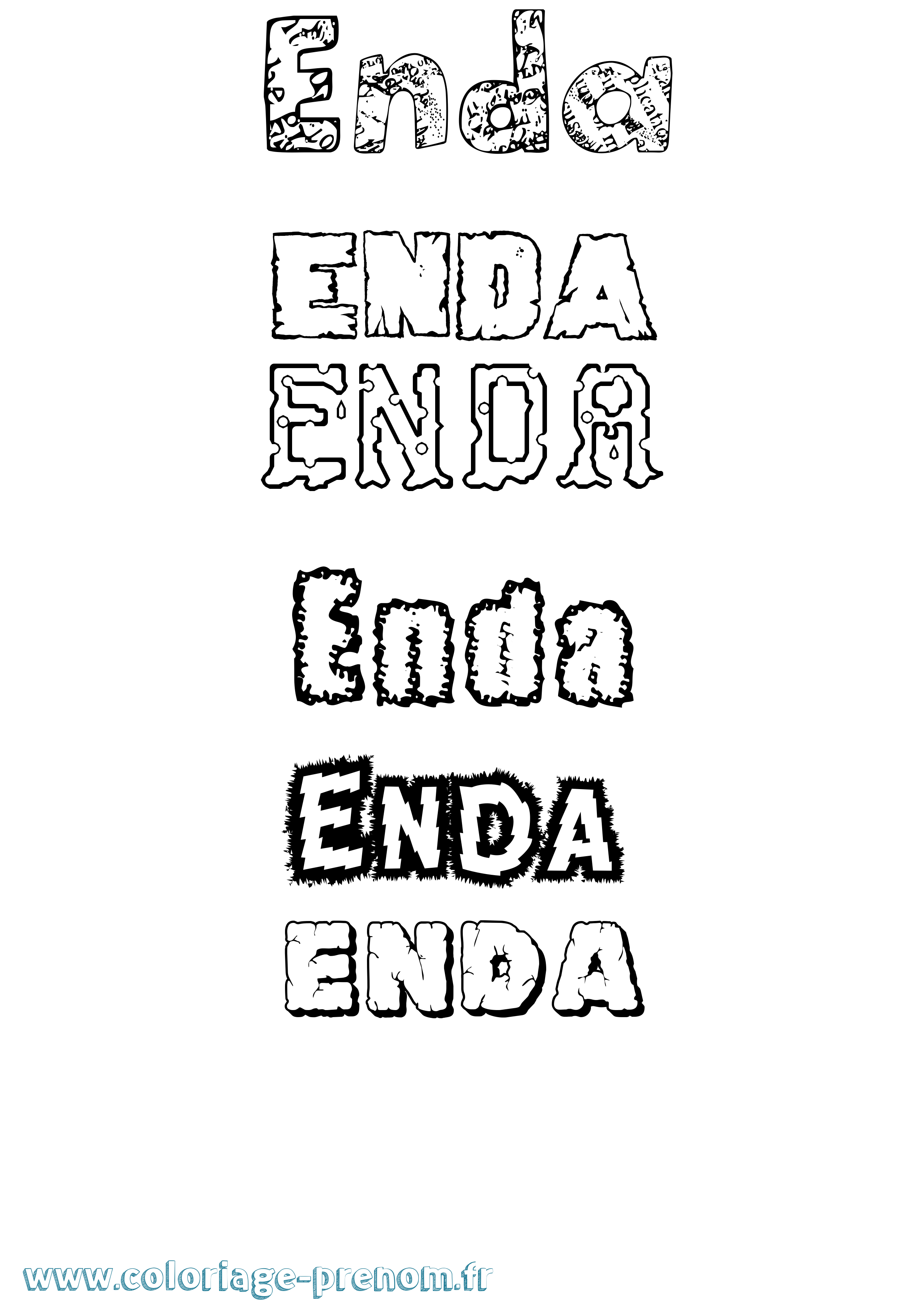 Coloriage Enda Destructuré Coloriage prénom Enda Destructuré