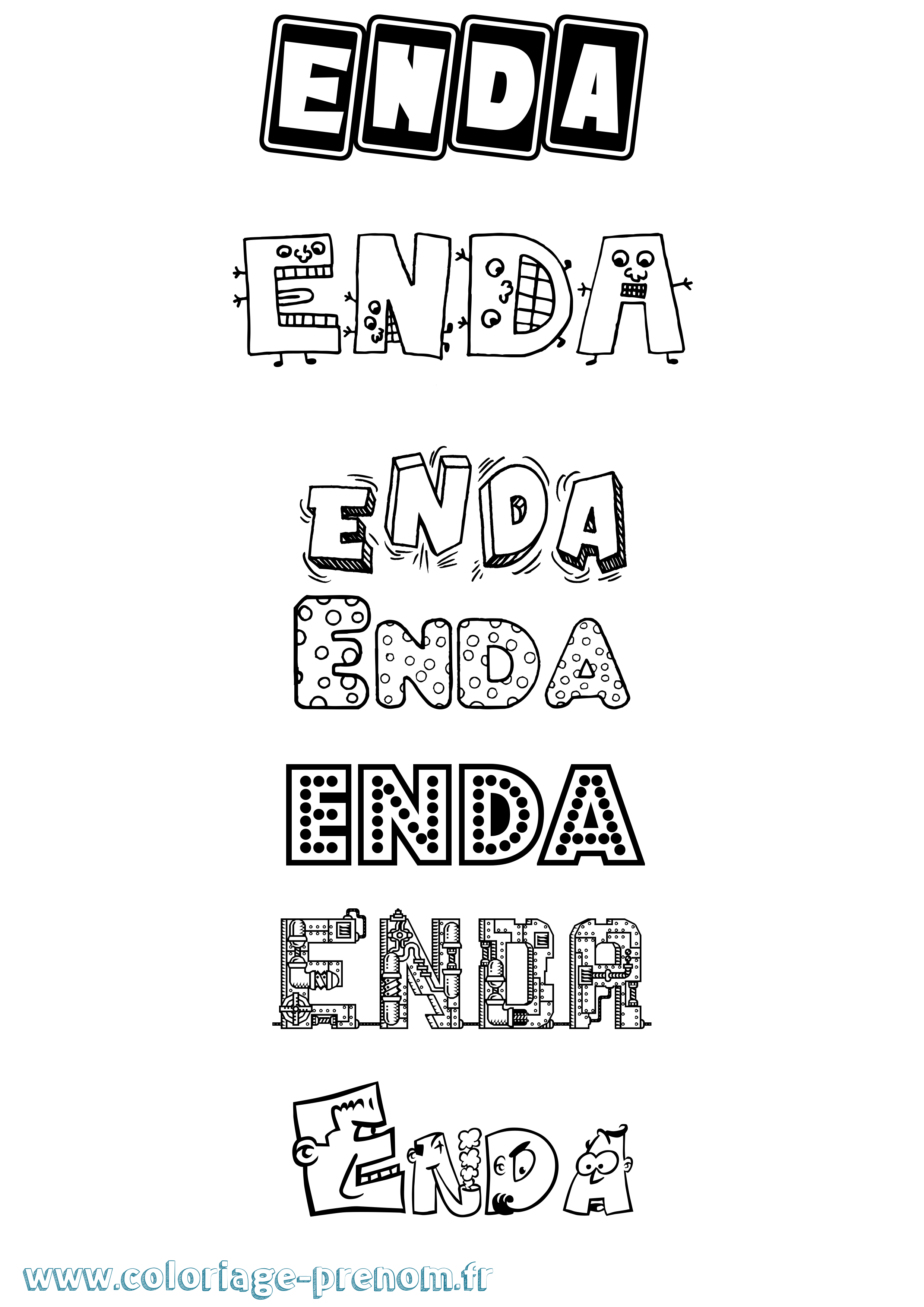 Coloriage Enda Fun Coloriage prénom Enda Fun