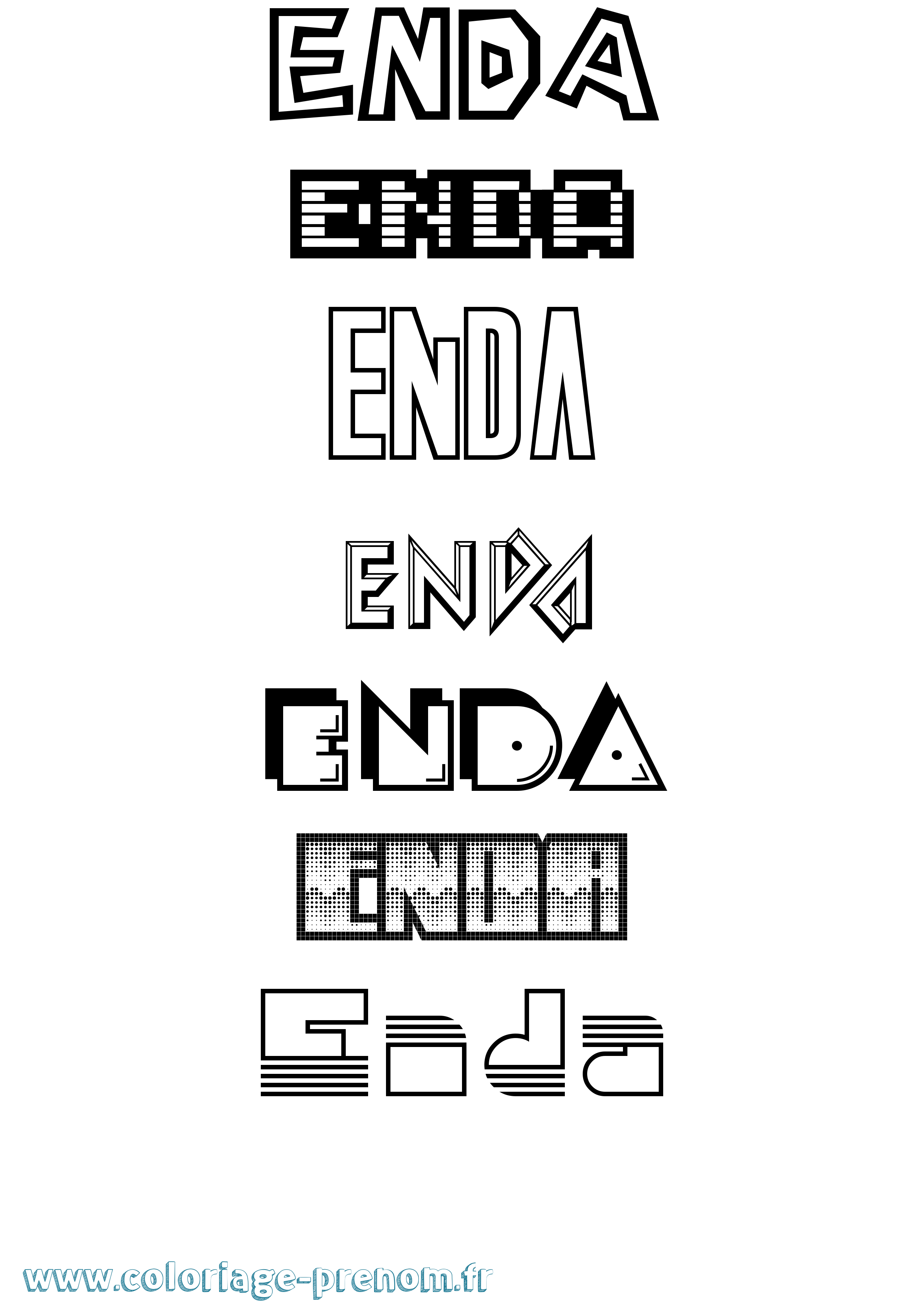Coloriage Enda Jeux Vidéos Coloriage prénom Enda Jeux Vidéos