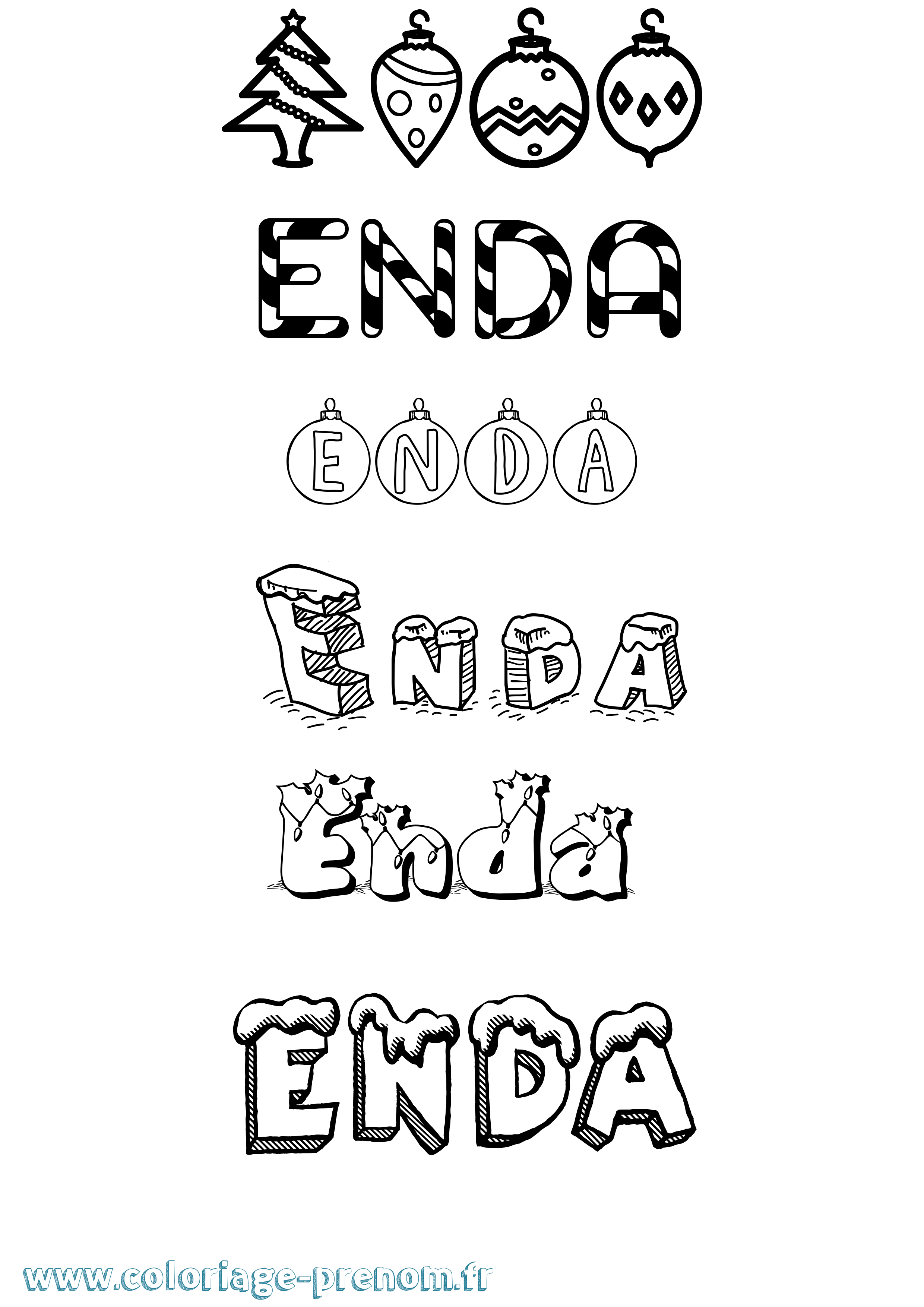 Coloriage Enda Noël Coloriage prénom Enda Noël