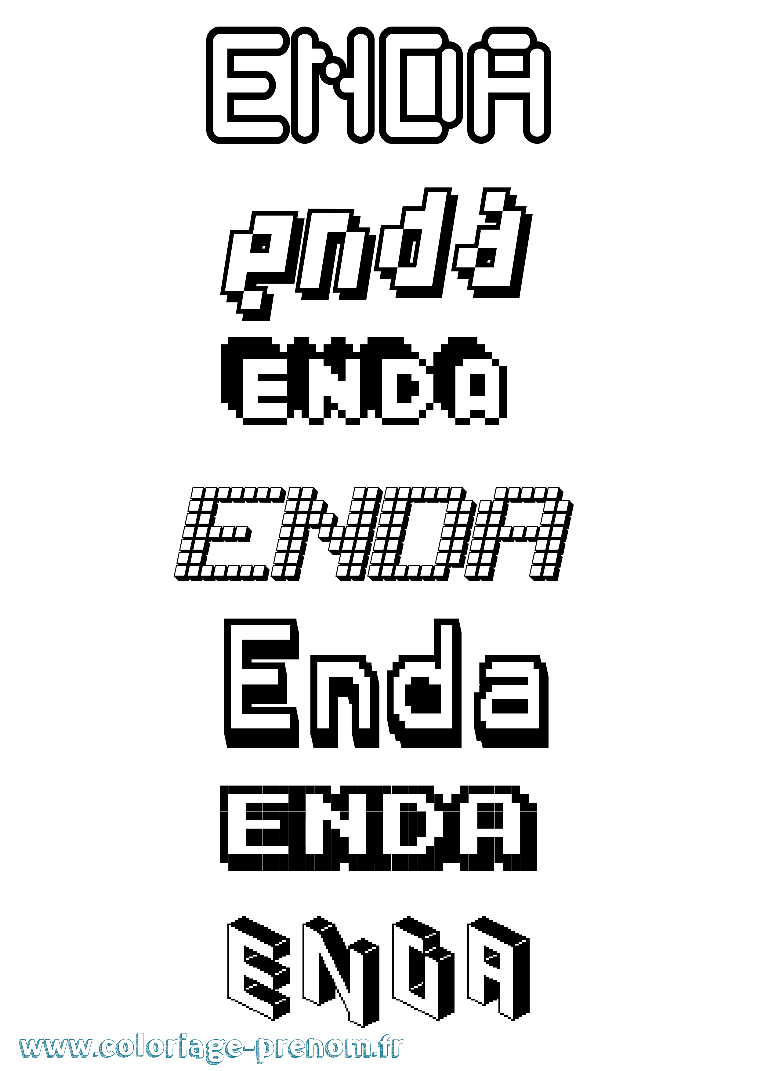 Coloriage Enda Pixel Coloriage prénom Enda Pixel