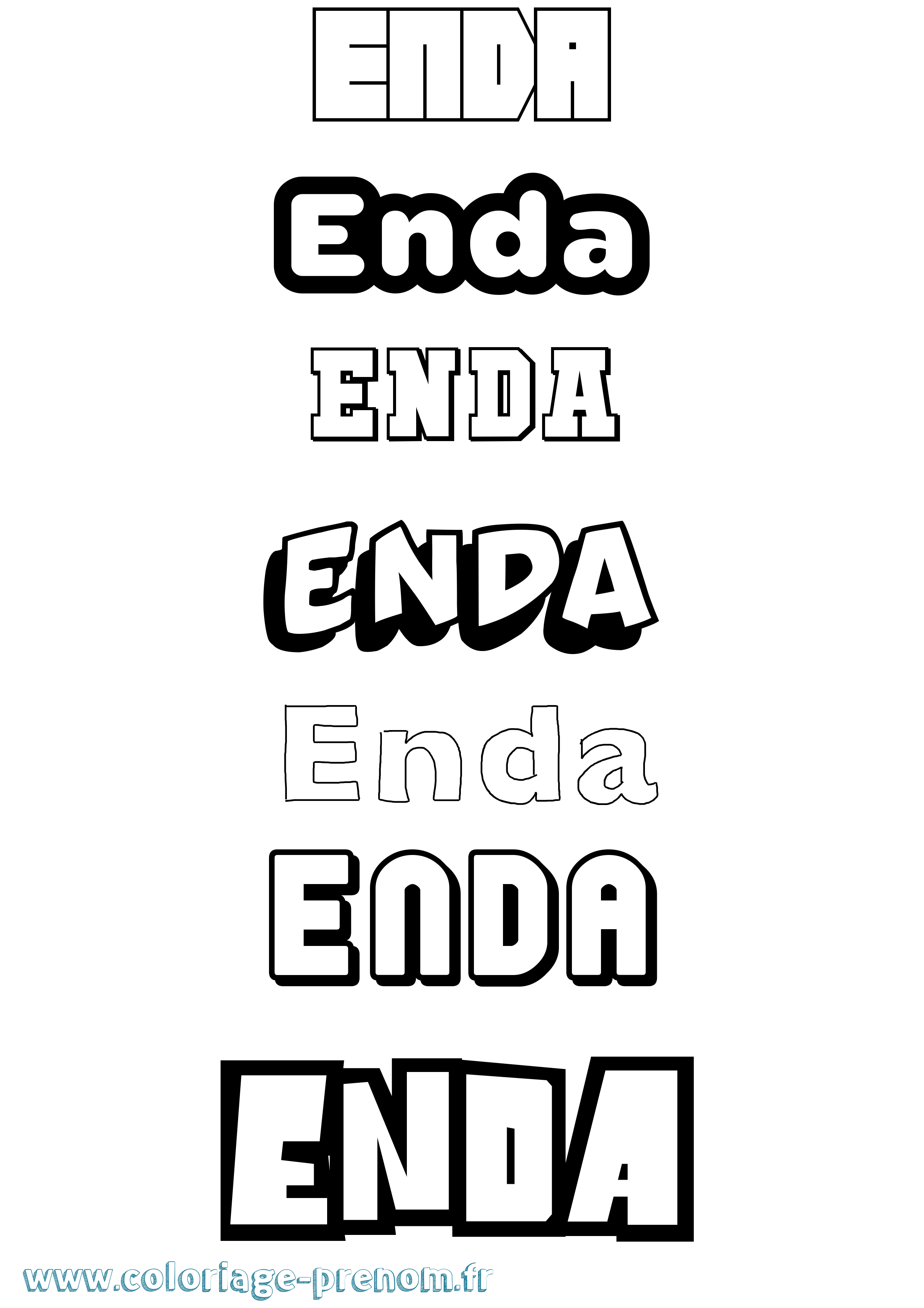 Coloriage Enda Simple Coloriage prénom Enda Simple