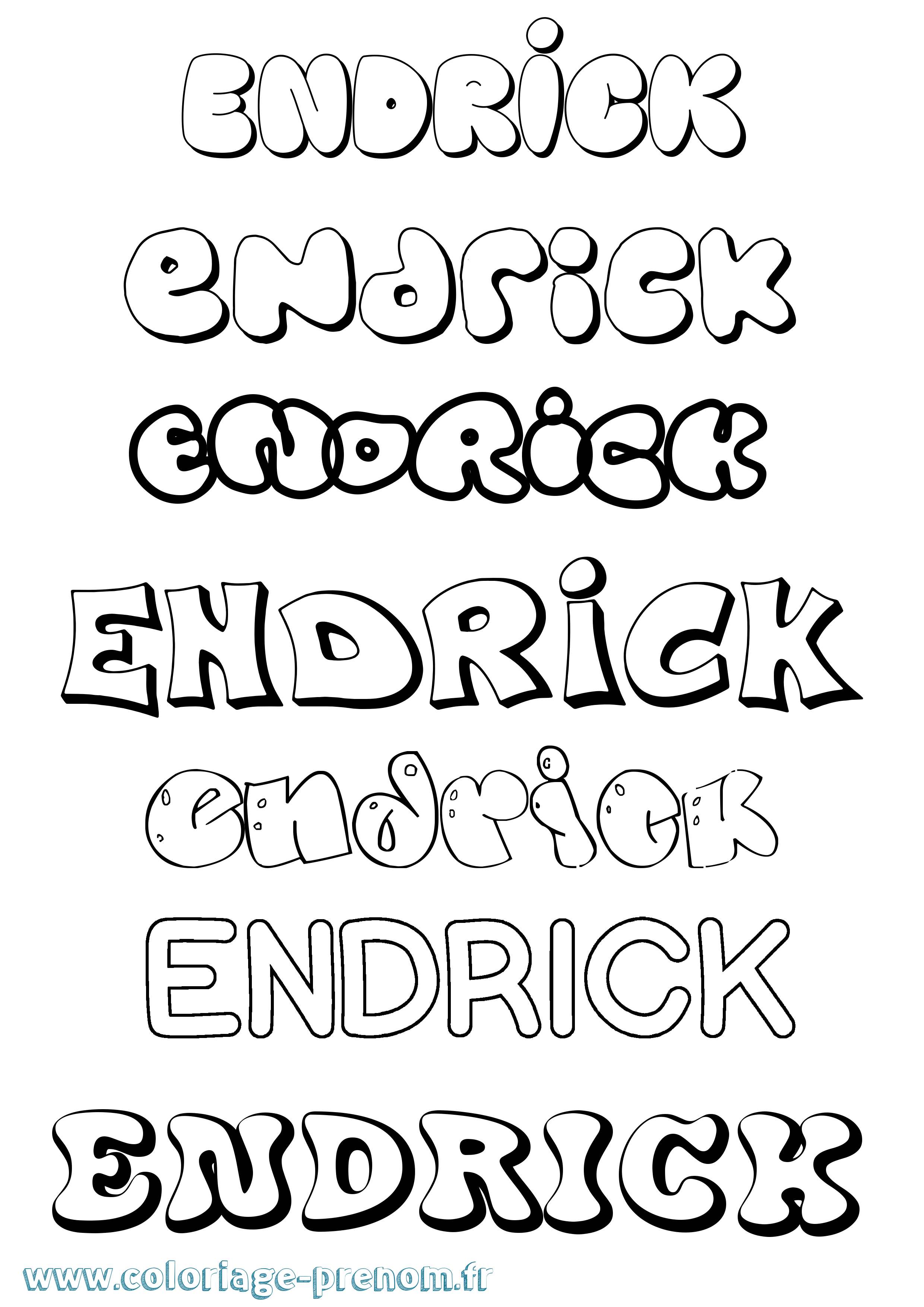 Coloriage prénom Endrick Bubble