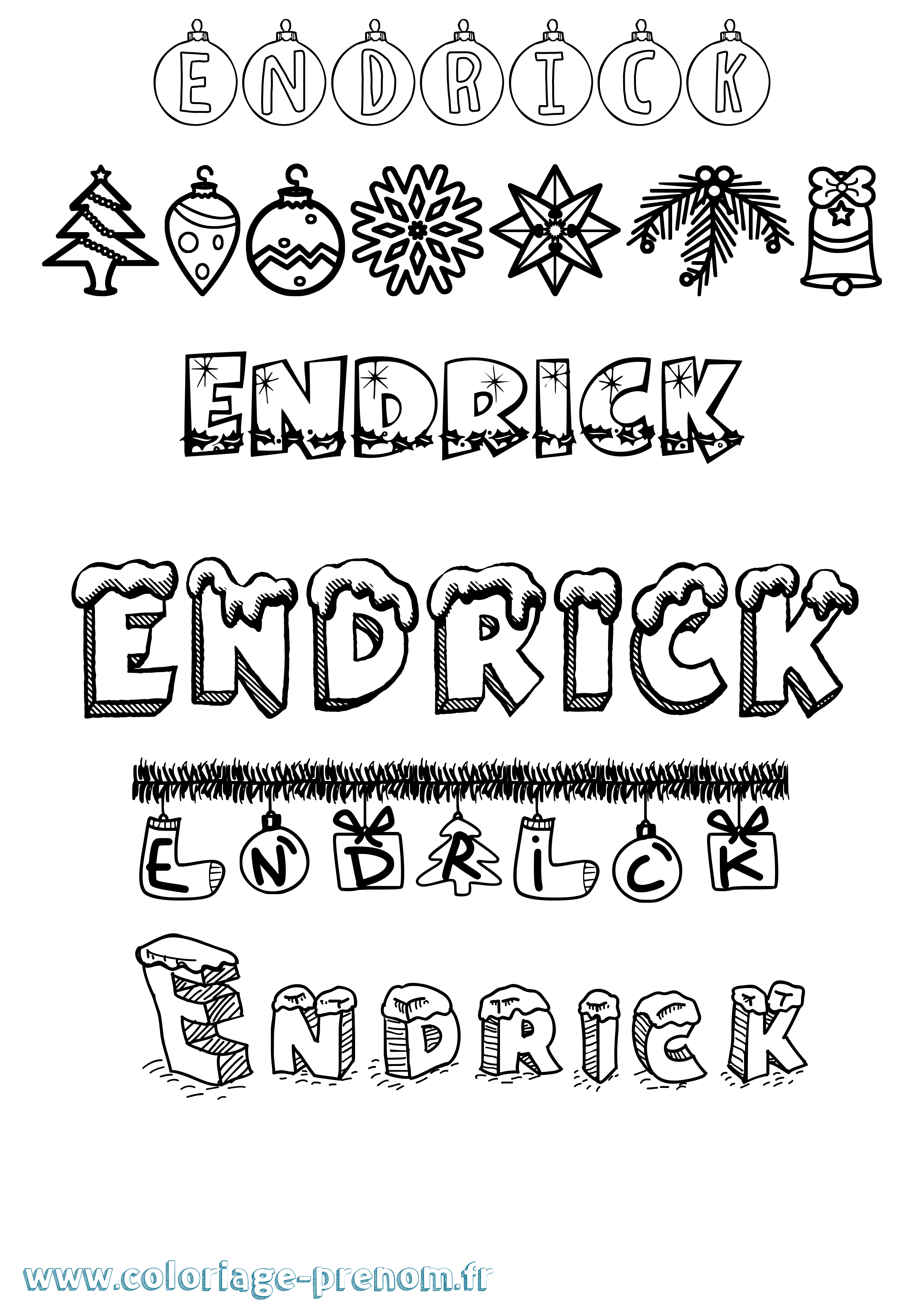 Coloriage prénom Endrick Noël