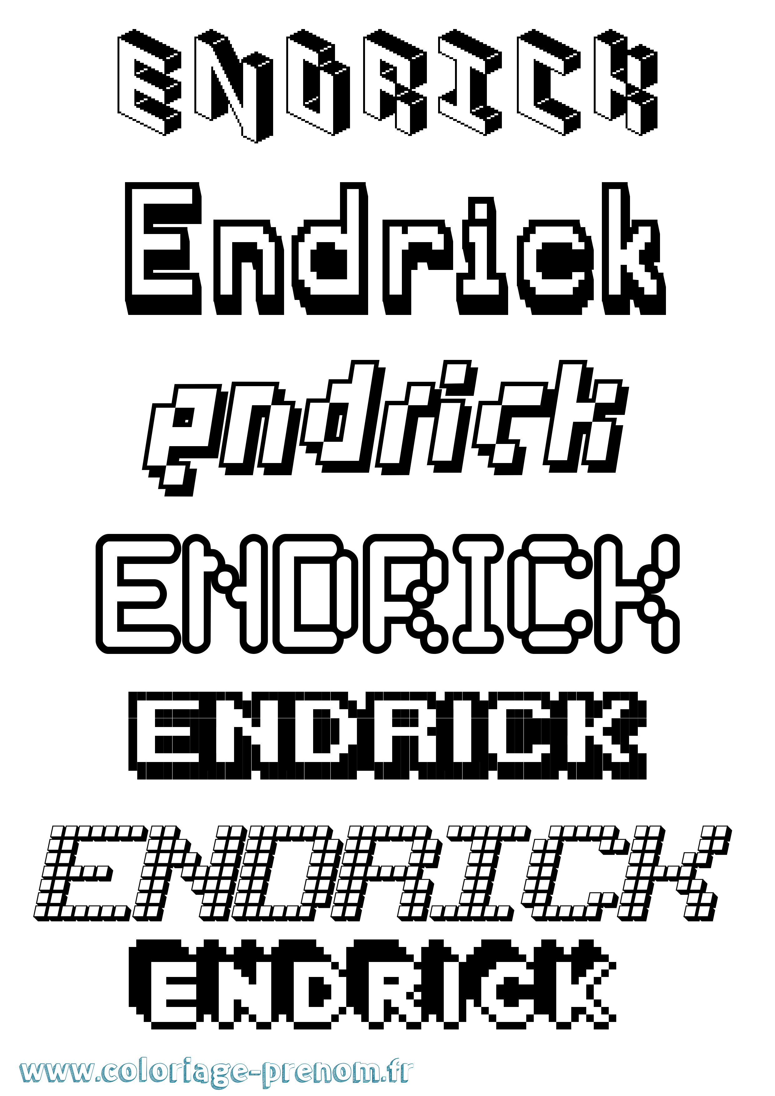 Coloriage prénom Endrick Pixel