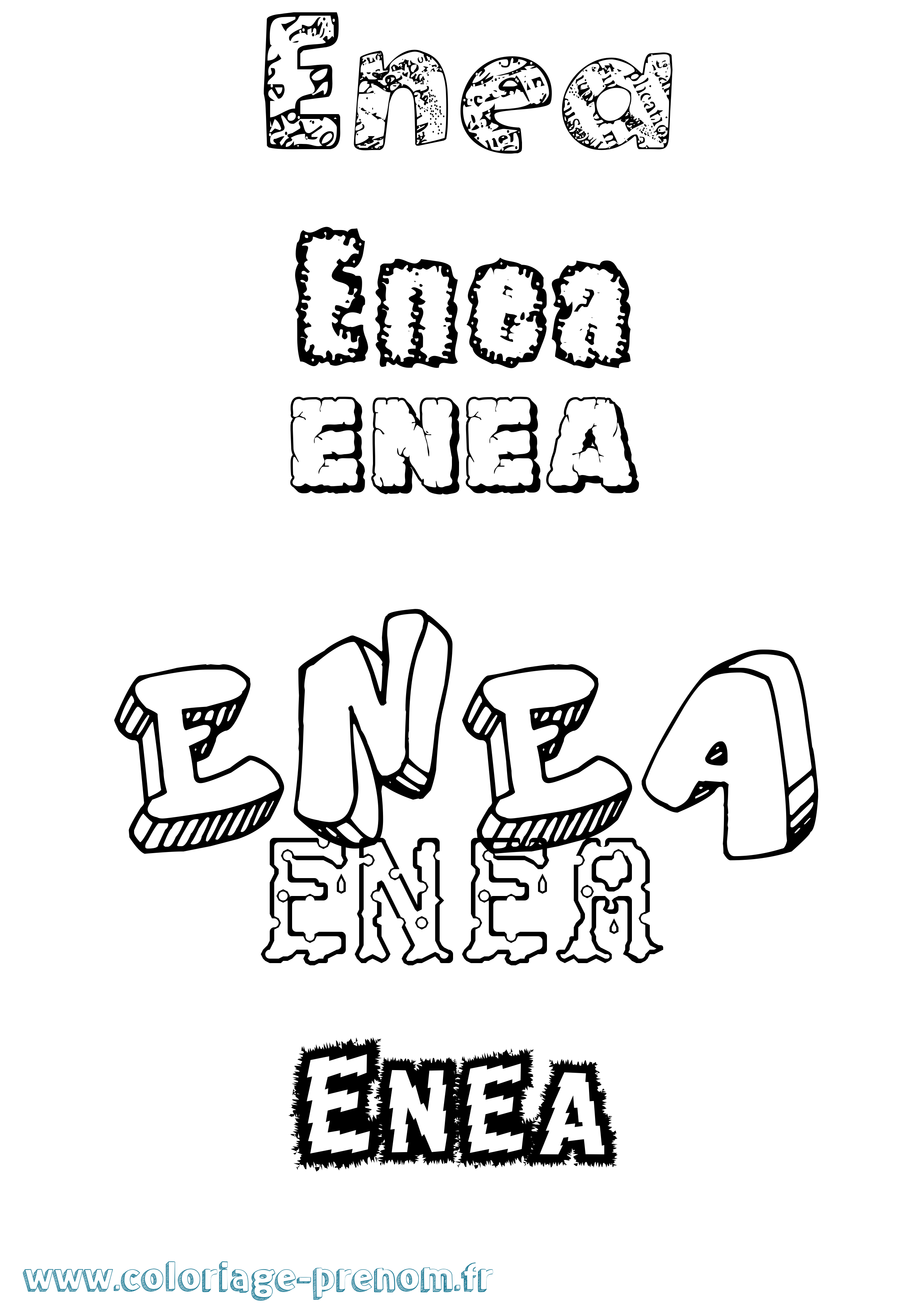 Coloriage prénom Enea Destructuré