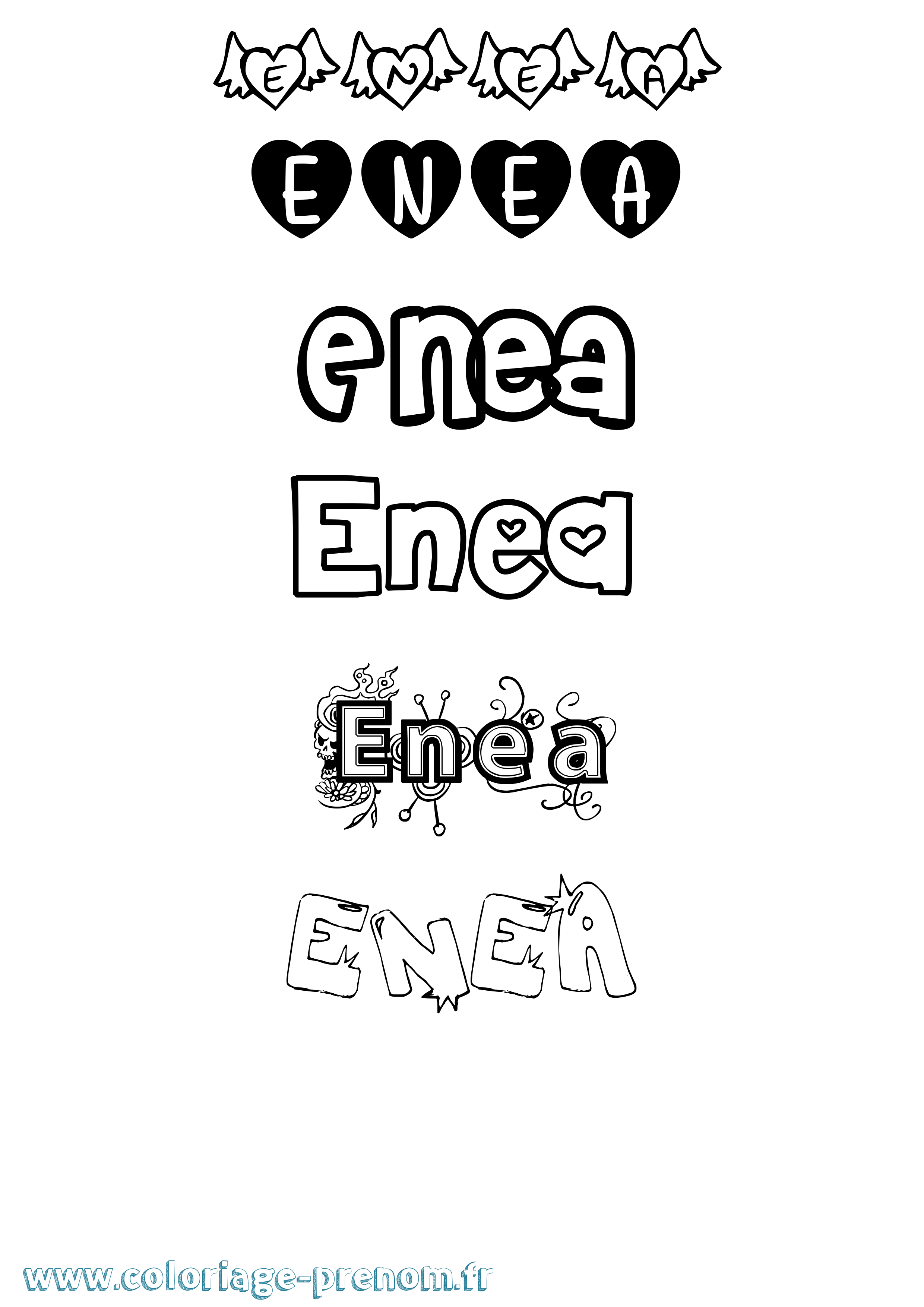 Coloriage prénom Enea Girly