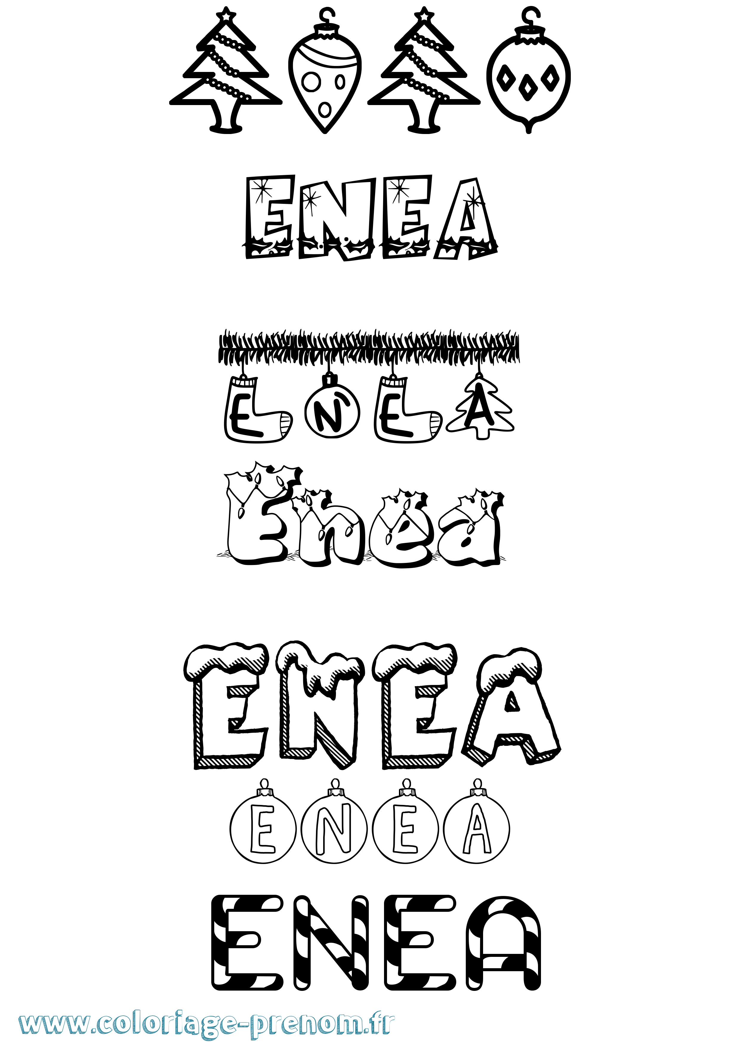 Coloriage prénom Enea Noël