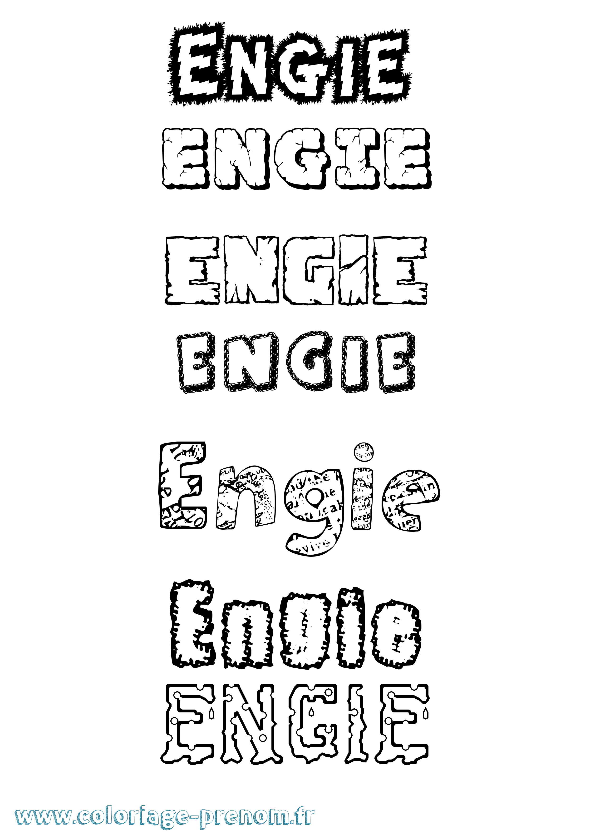 Coloriage Engie Destructuré Coloriage prénom Engie Destructuré