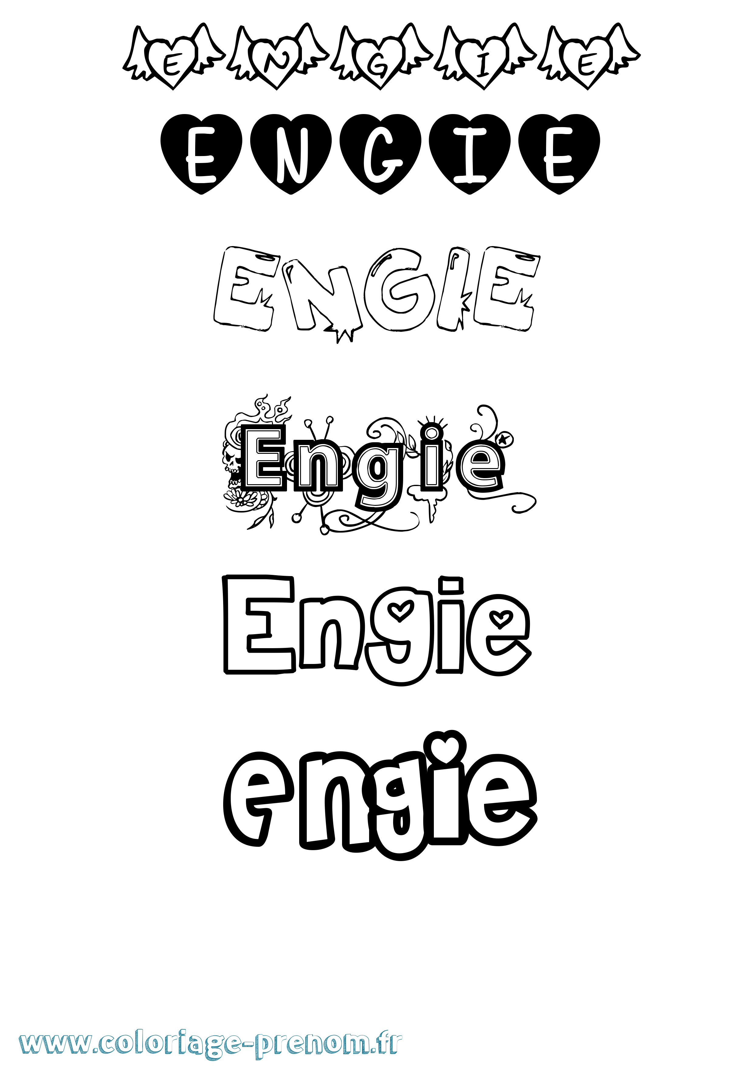 Coloriage Engie Girly Coloriage prénom Engie Girly