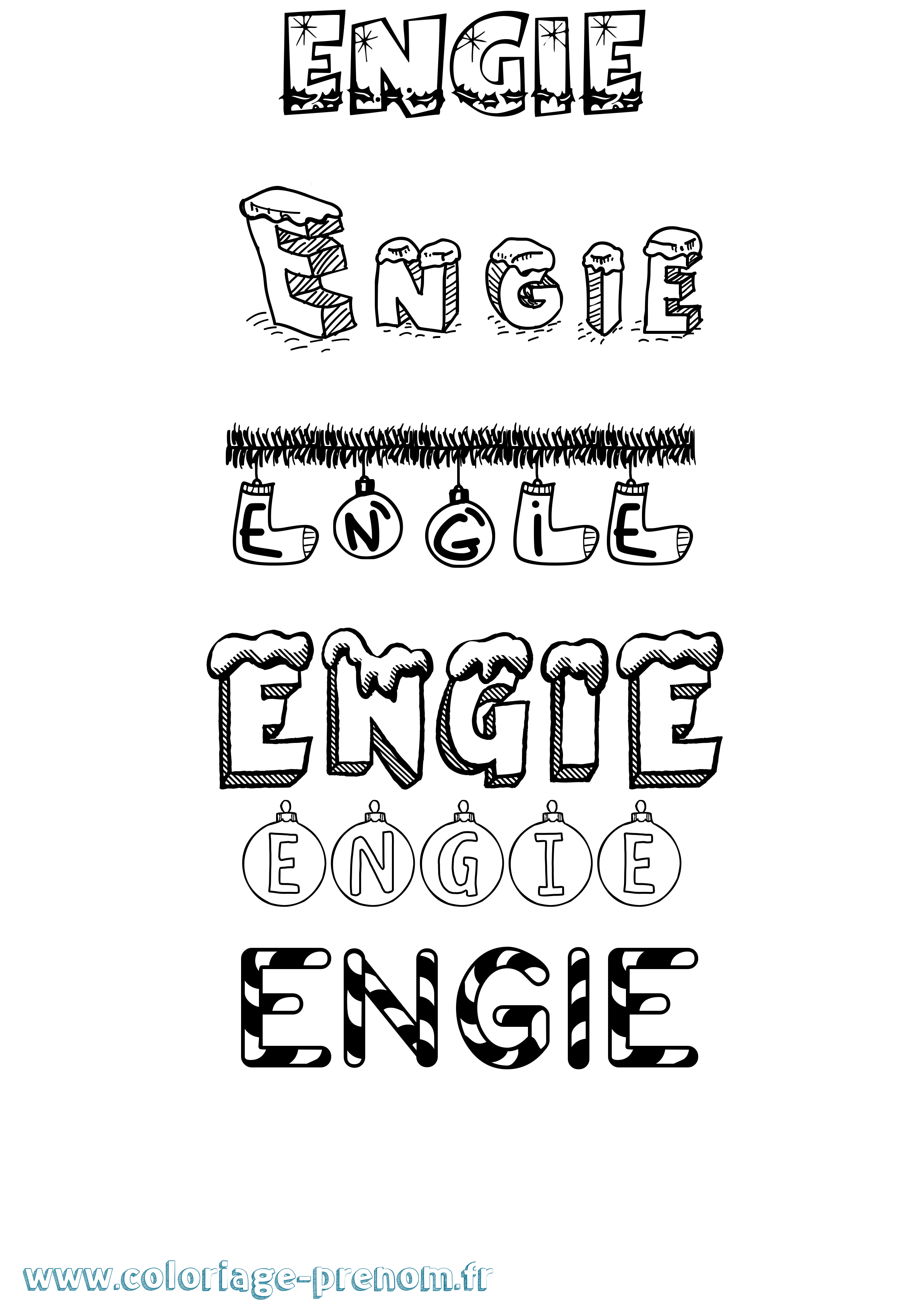 Coloriage Engie Noël Coloriage prénom Engie Noël