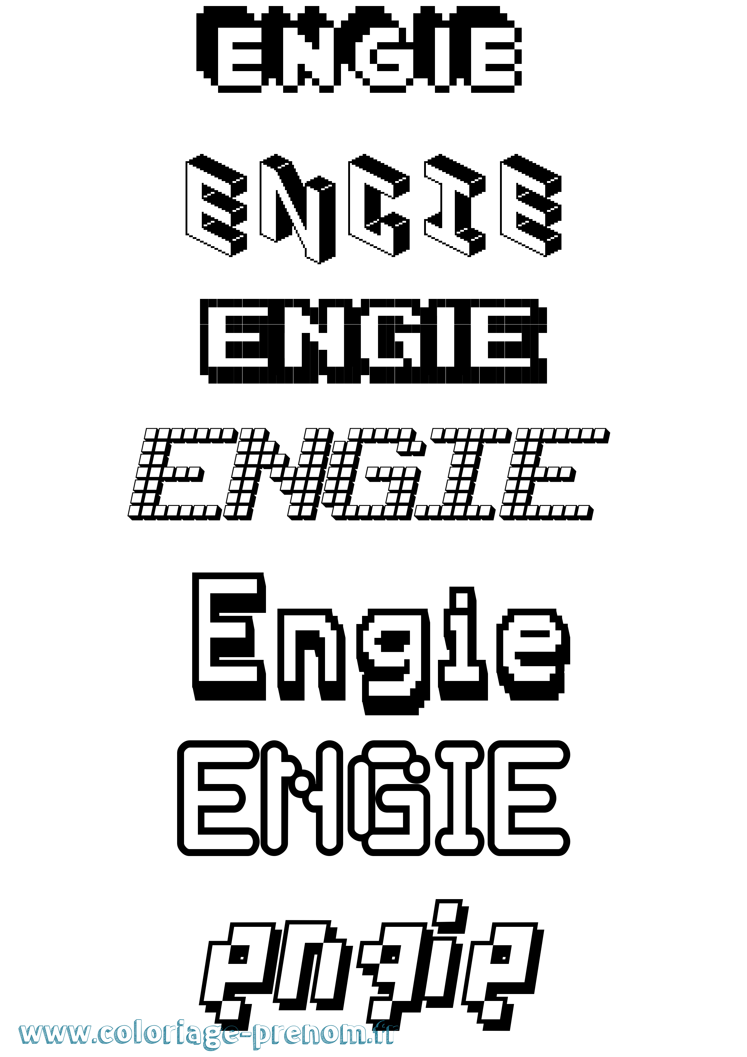 Coloriage prénom Engie Pixel