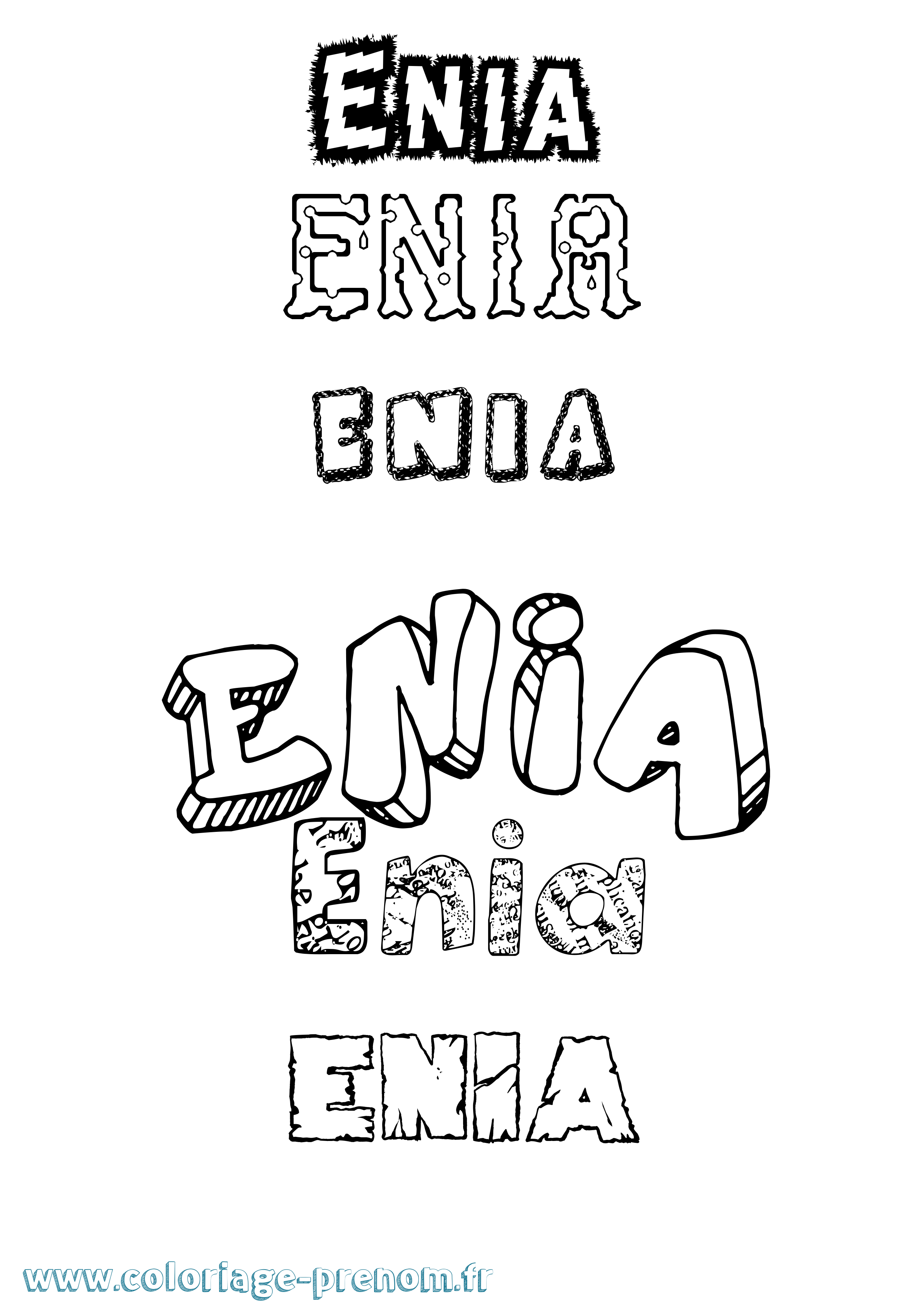 Coloriage prénom Enia Destructuré