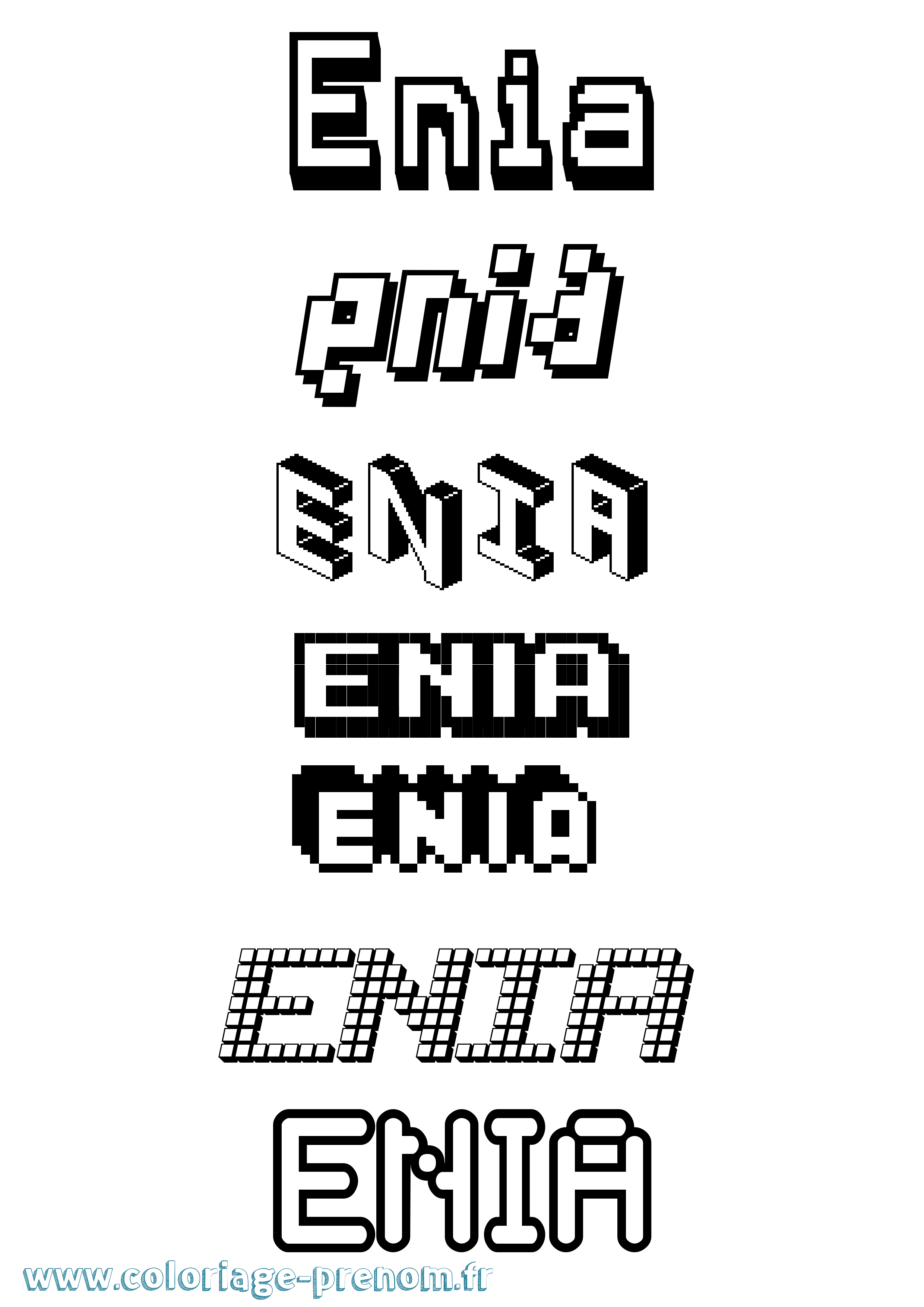 Coloriage prénom Enia Pixel