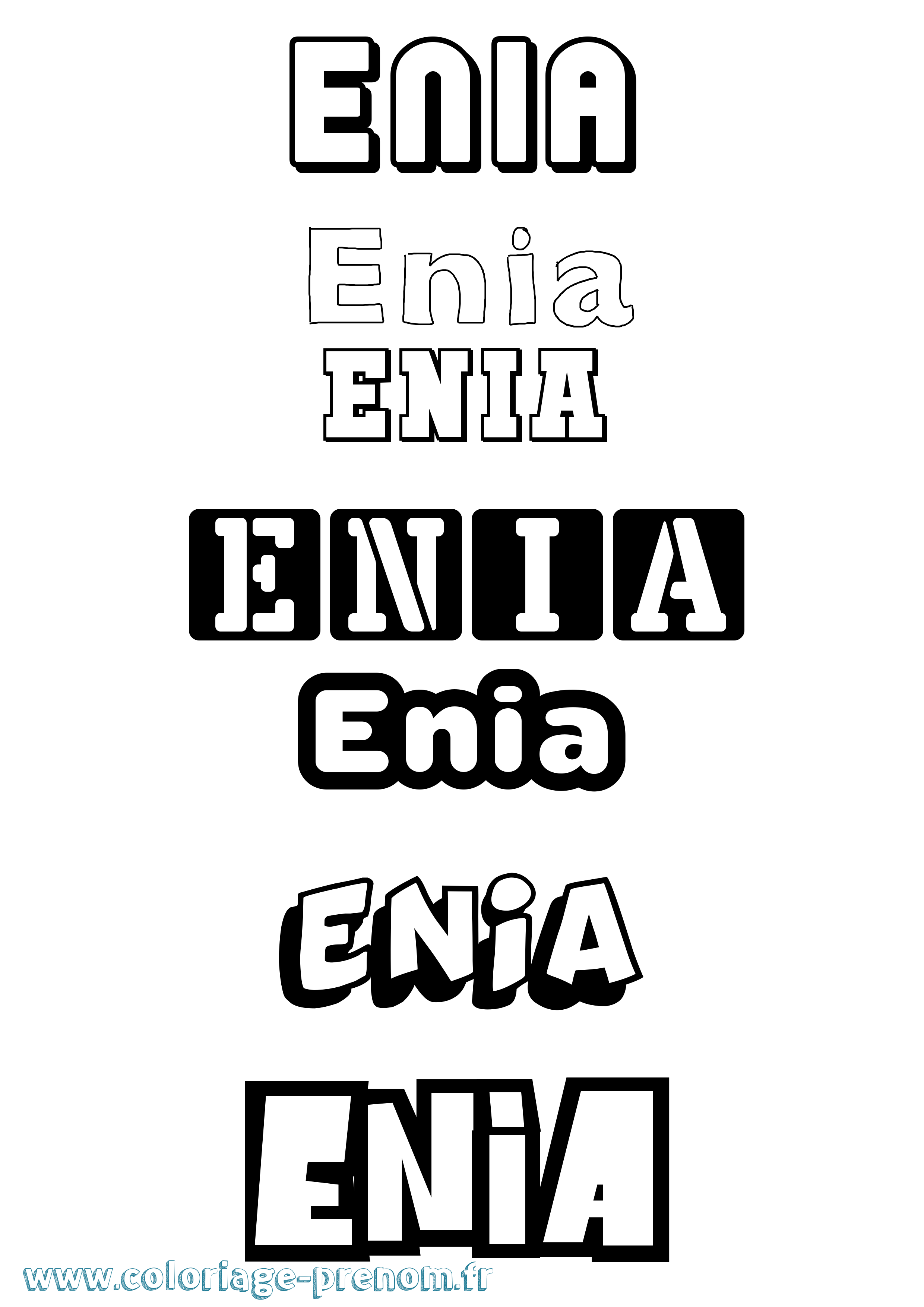 Coloriage prénom Enia Simple