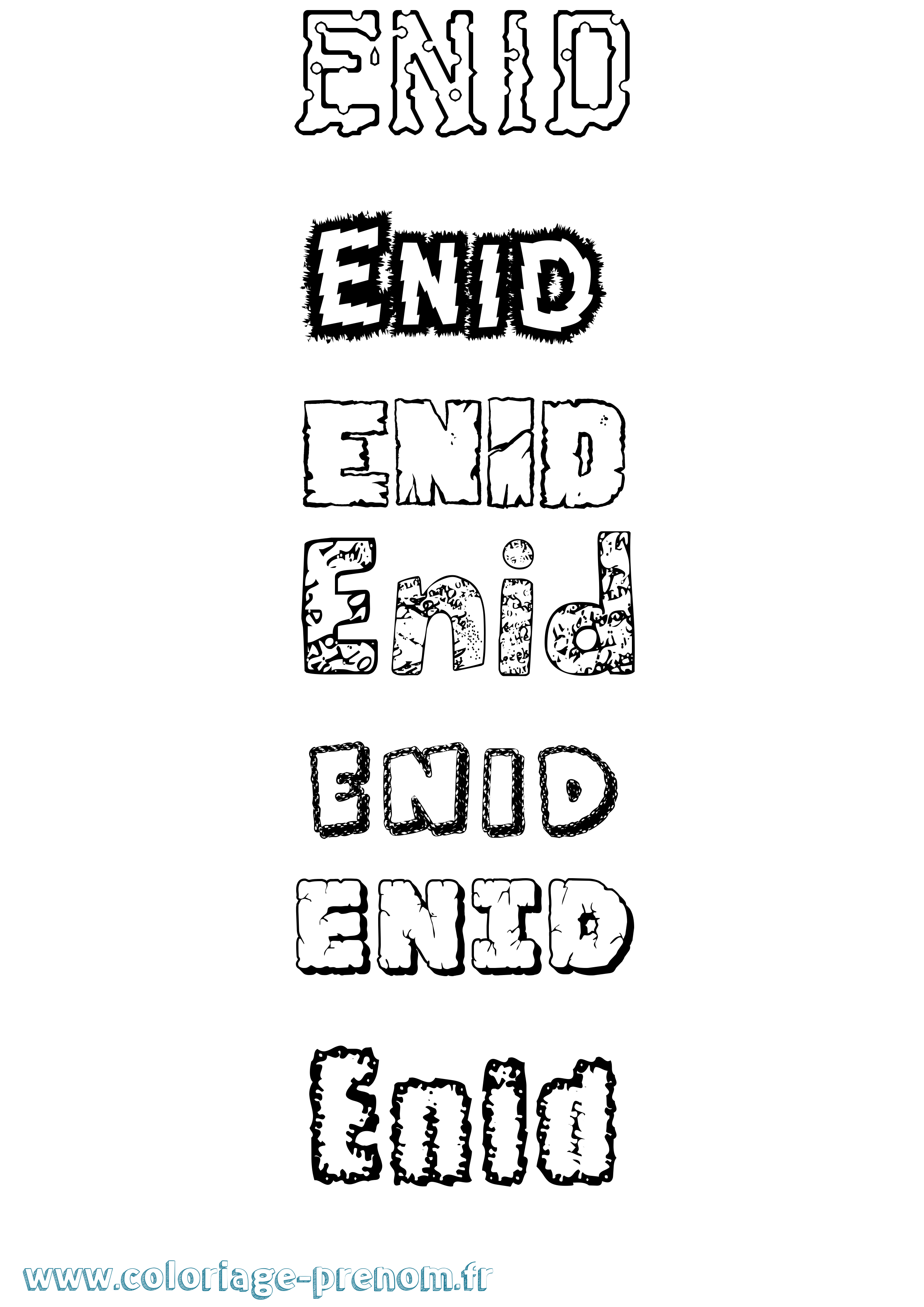 Coloriage Enid Destructuré Coloriage prénom Enid Destructuré