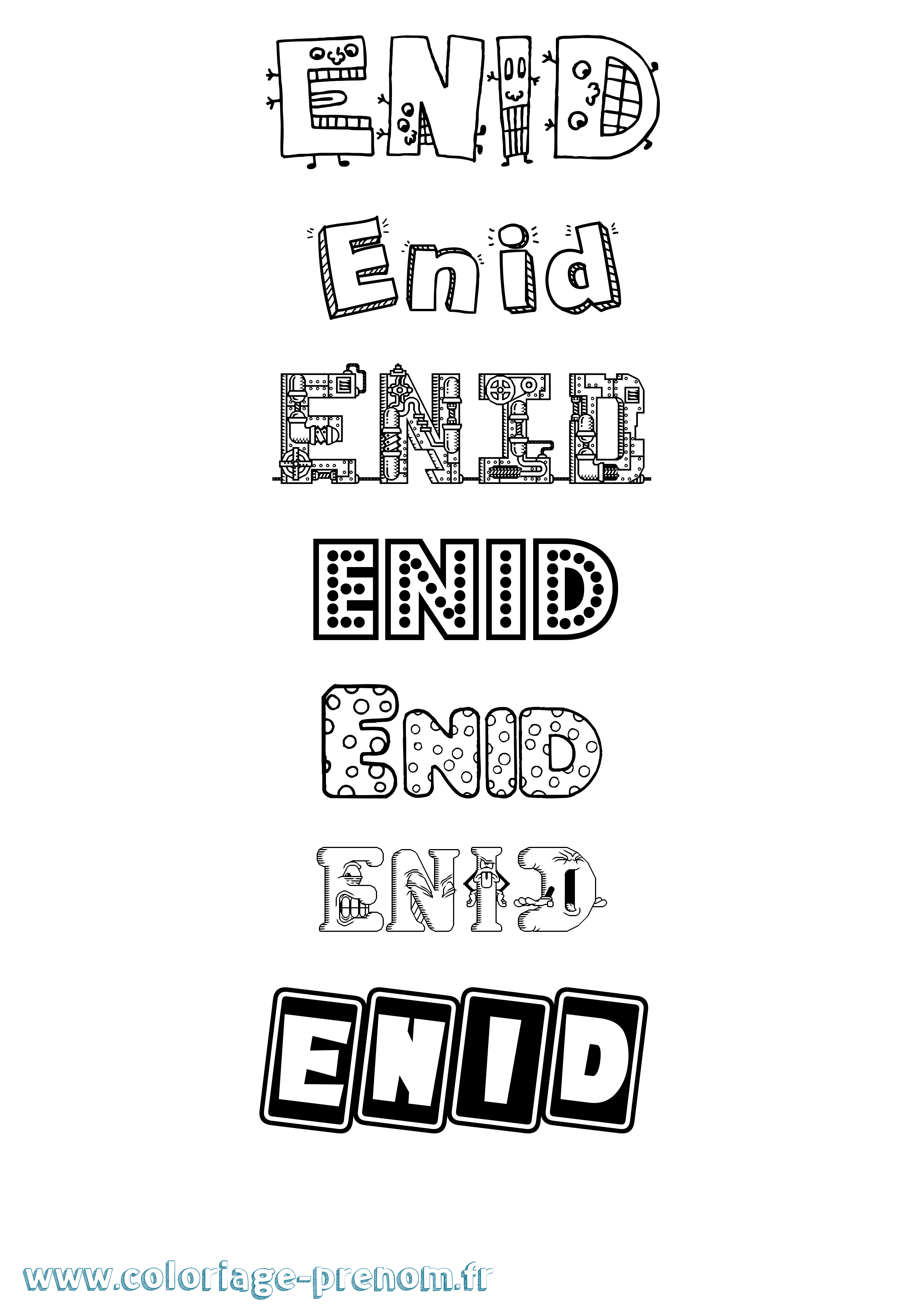 Coloriage Enid Fun Coloriage prénom Enid Fun