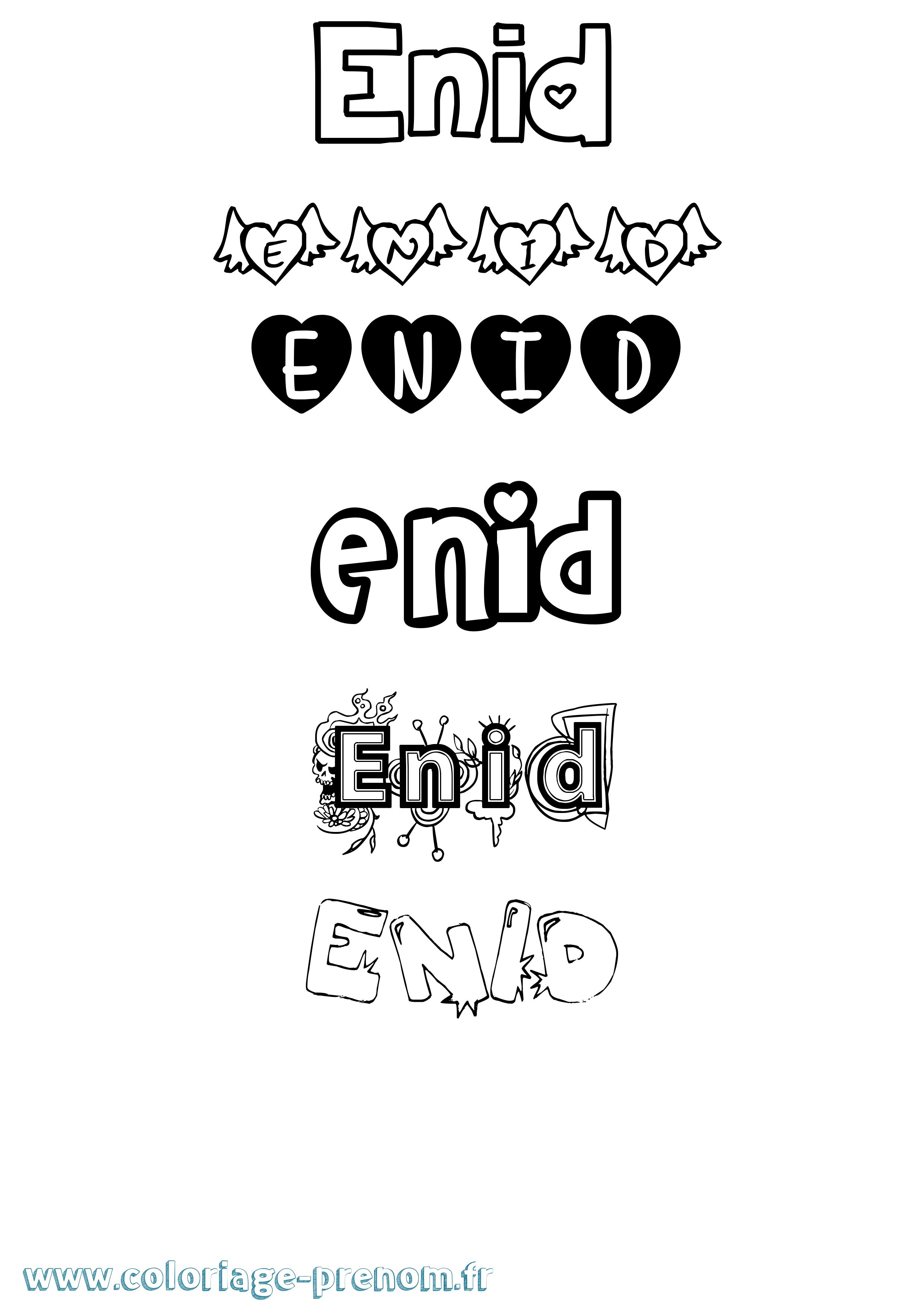 Coloriage Enid Girly Coloriage prénom Enid Girly