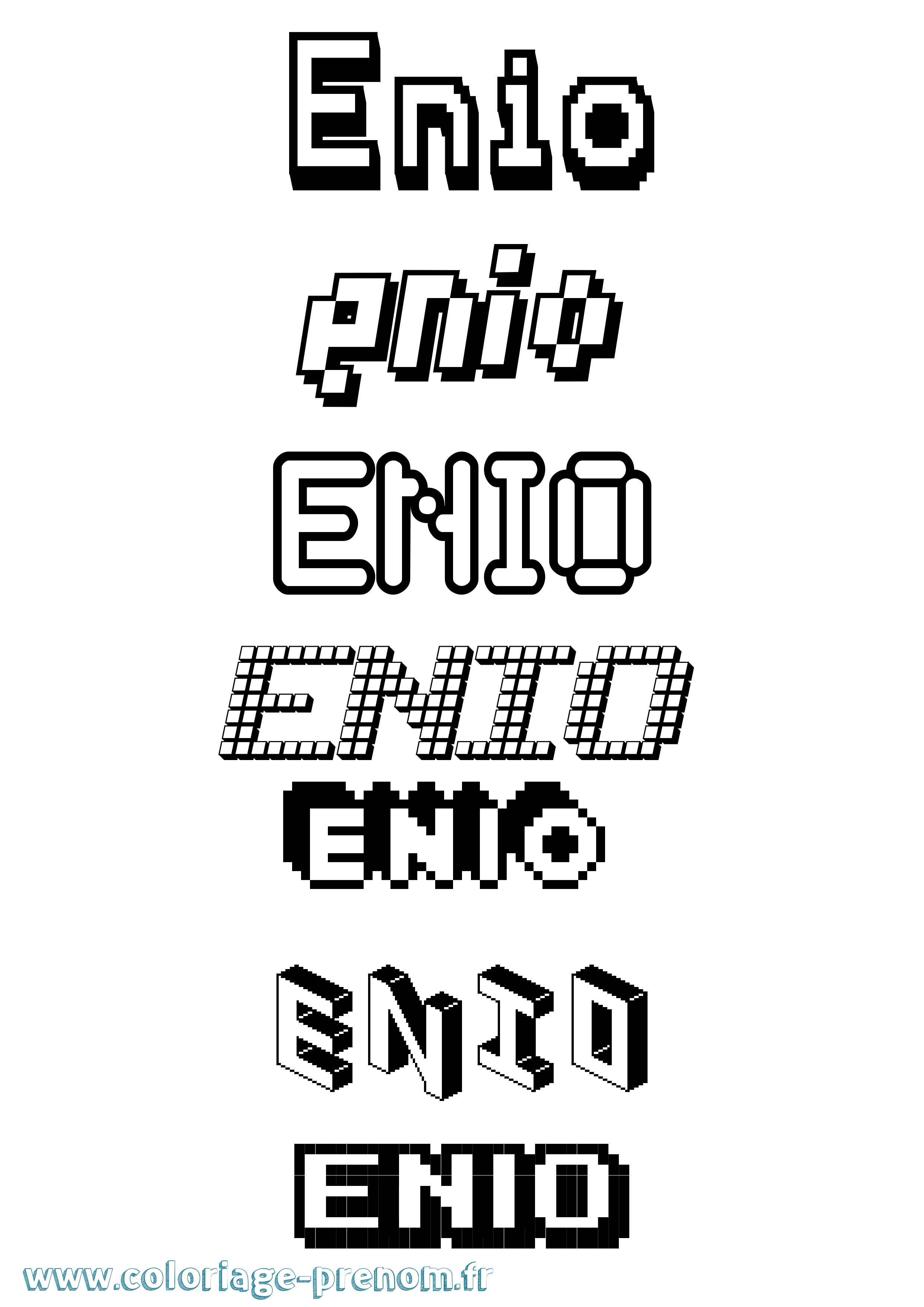 Coloriage prénom Enio Pixel