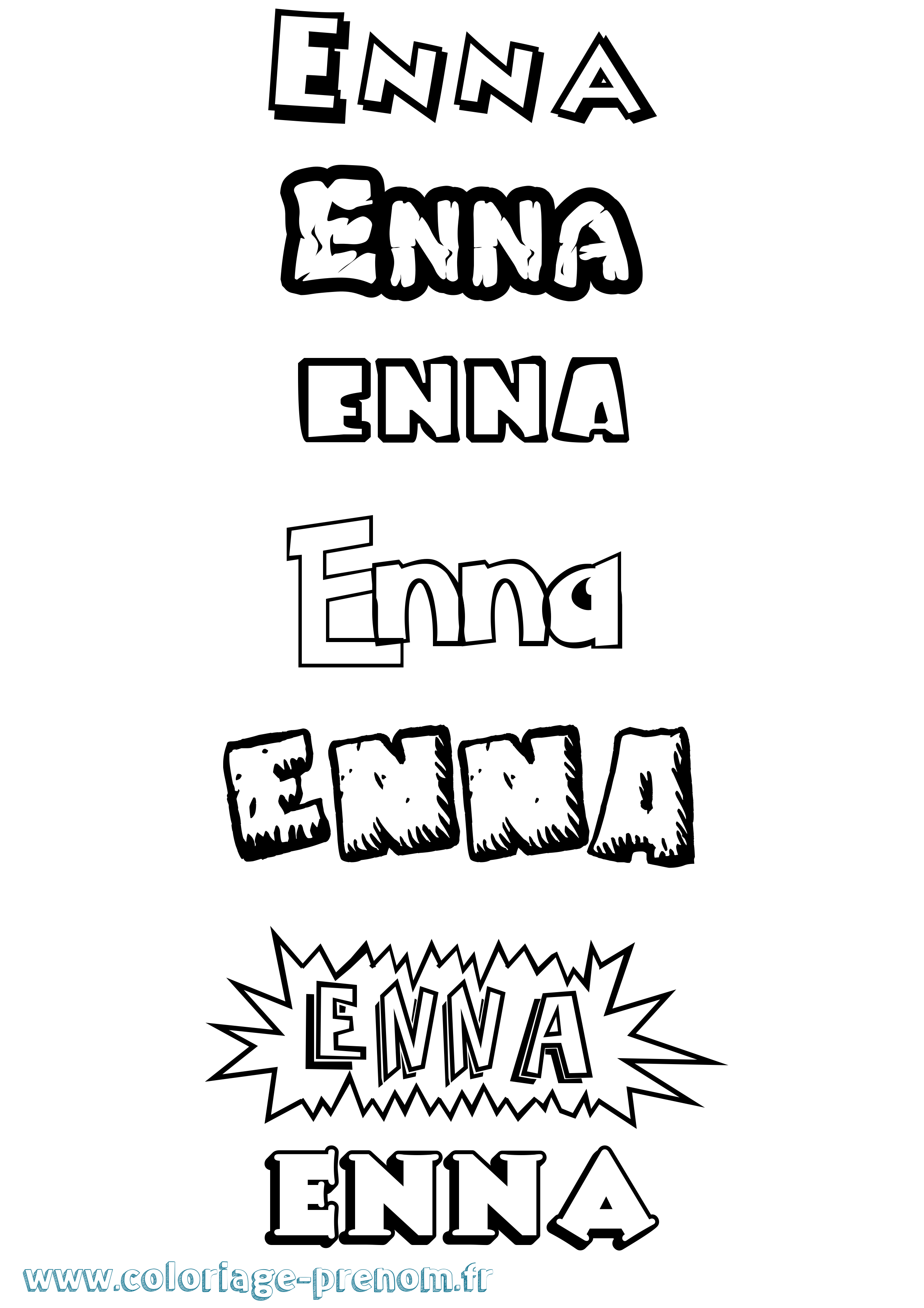 Coloriage prénom Enna Dessin Animé