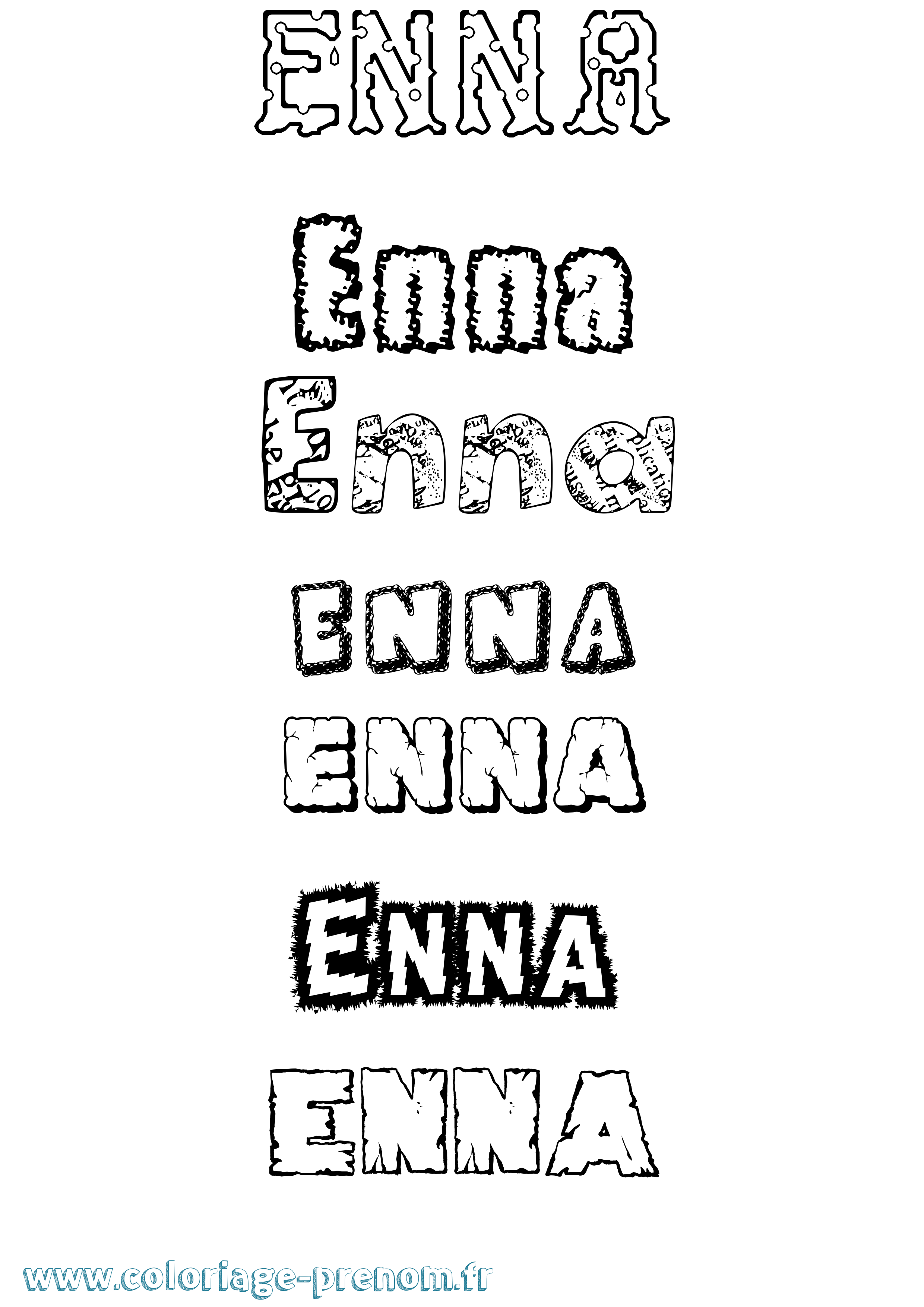 Coloriage prénom Enna Destructuré