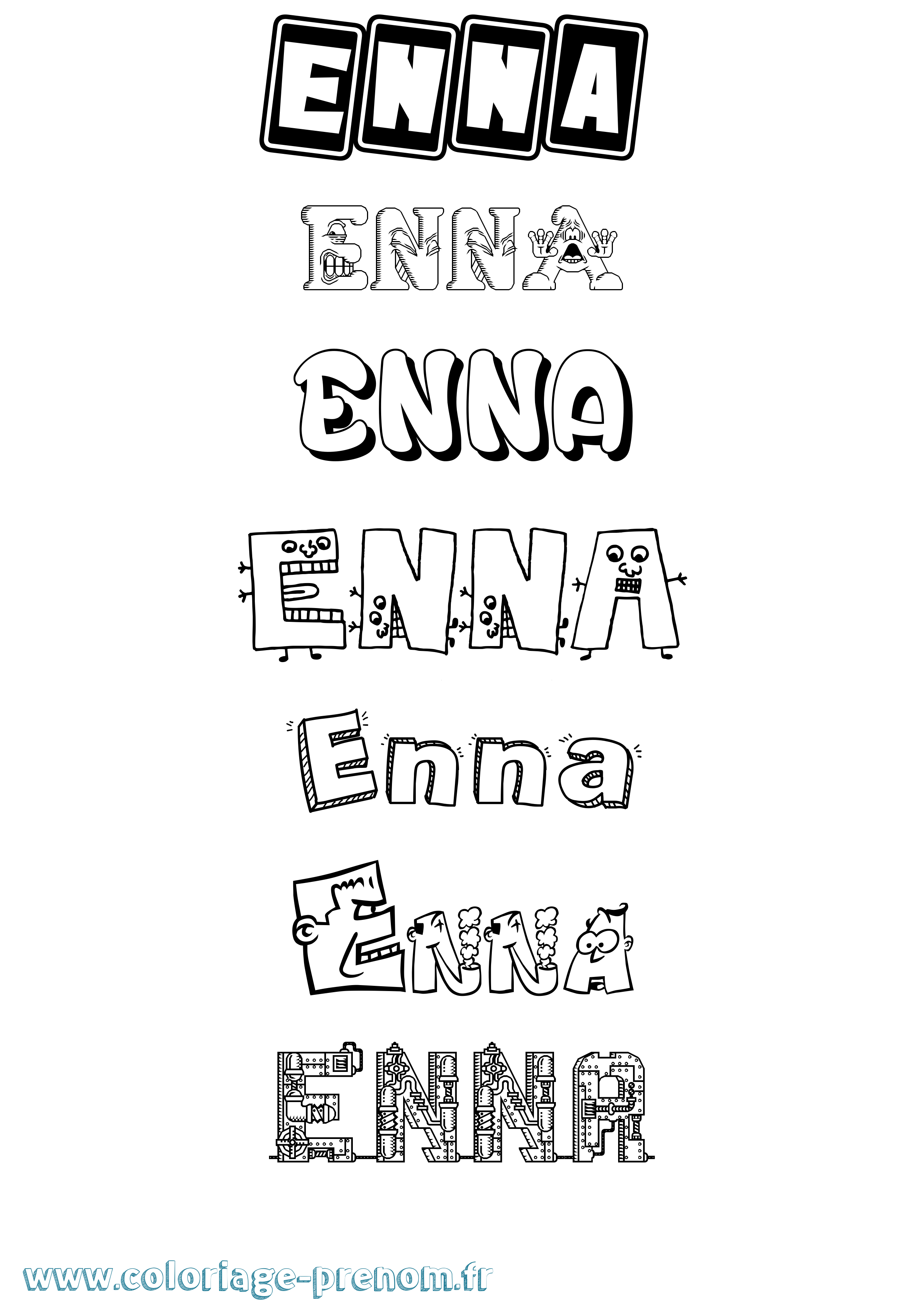 Coloriage prénom Enna Fun