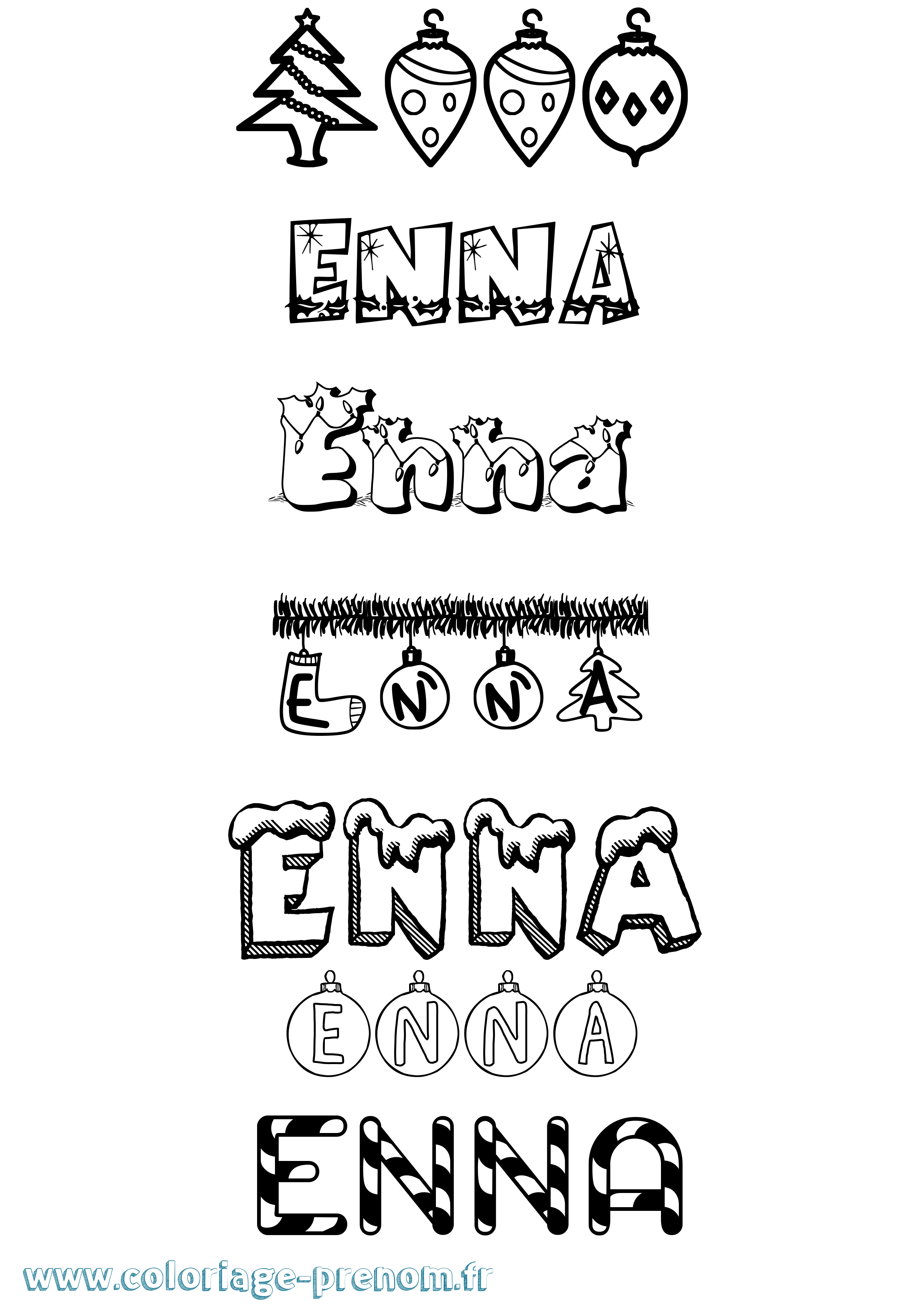 Coloriage prénom Enna Noël