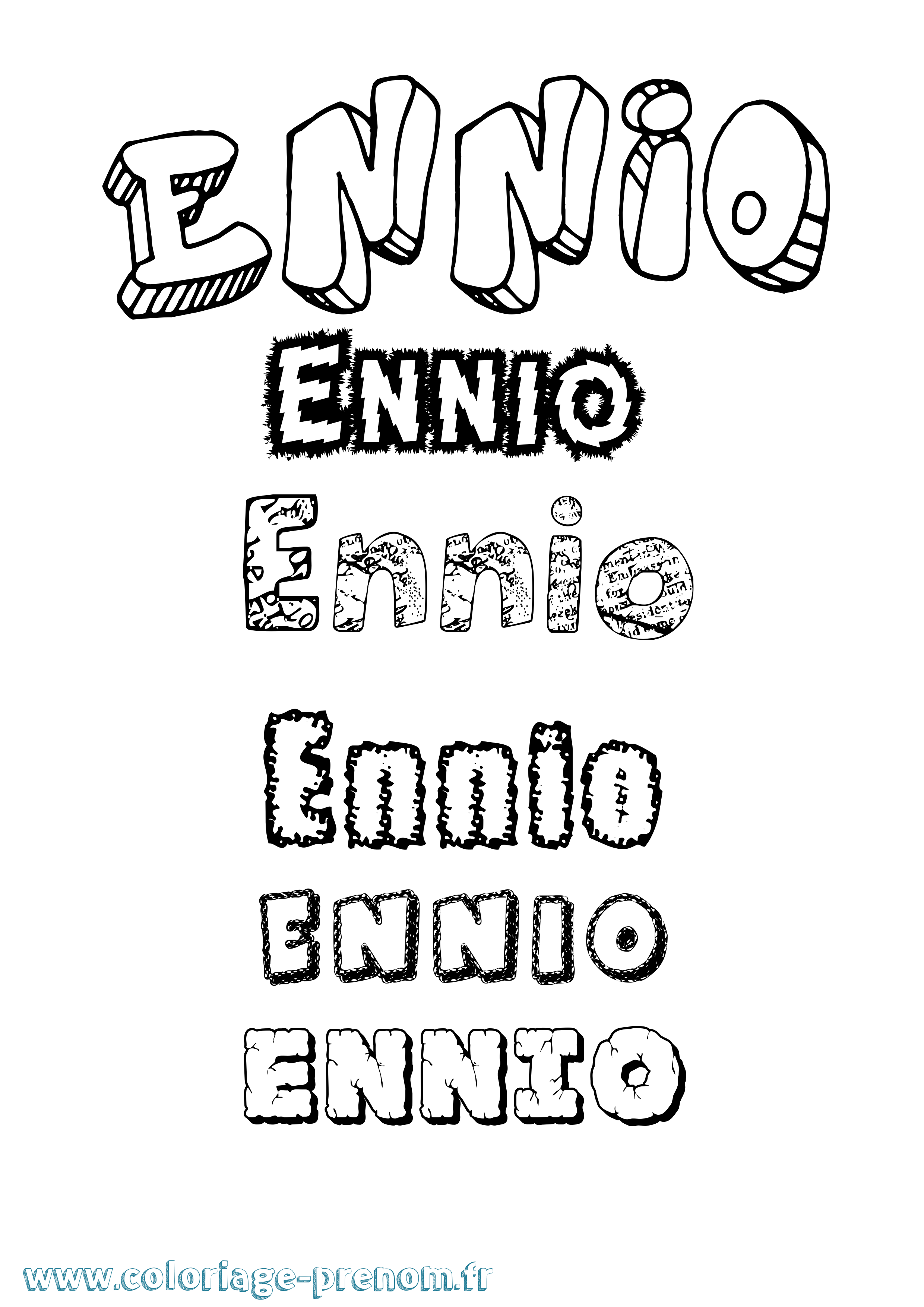 Coloriage Ennio Destructuré Coloriage prénom Ennio Destructuré