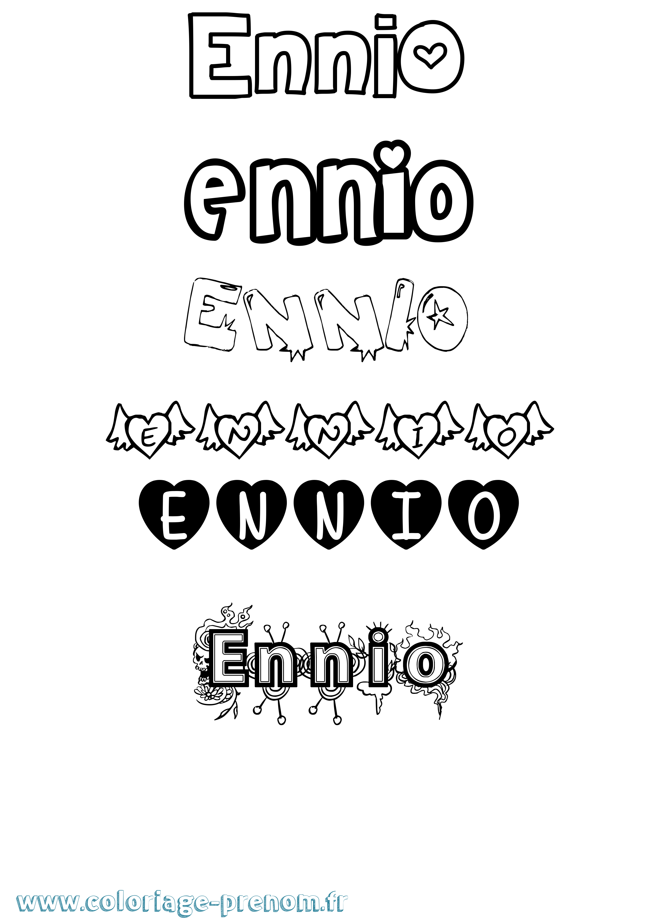 Coloriage Ennio Girly Coloriage prénom Ennio Girly