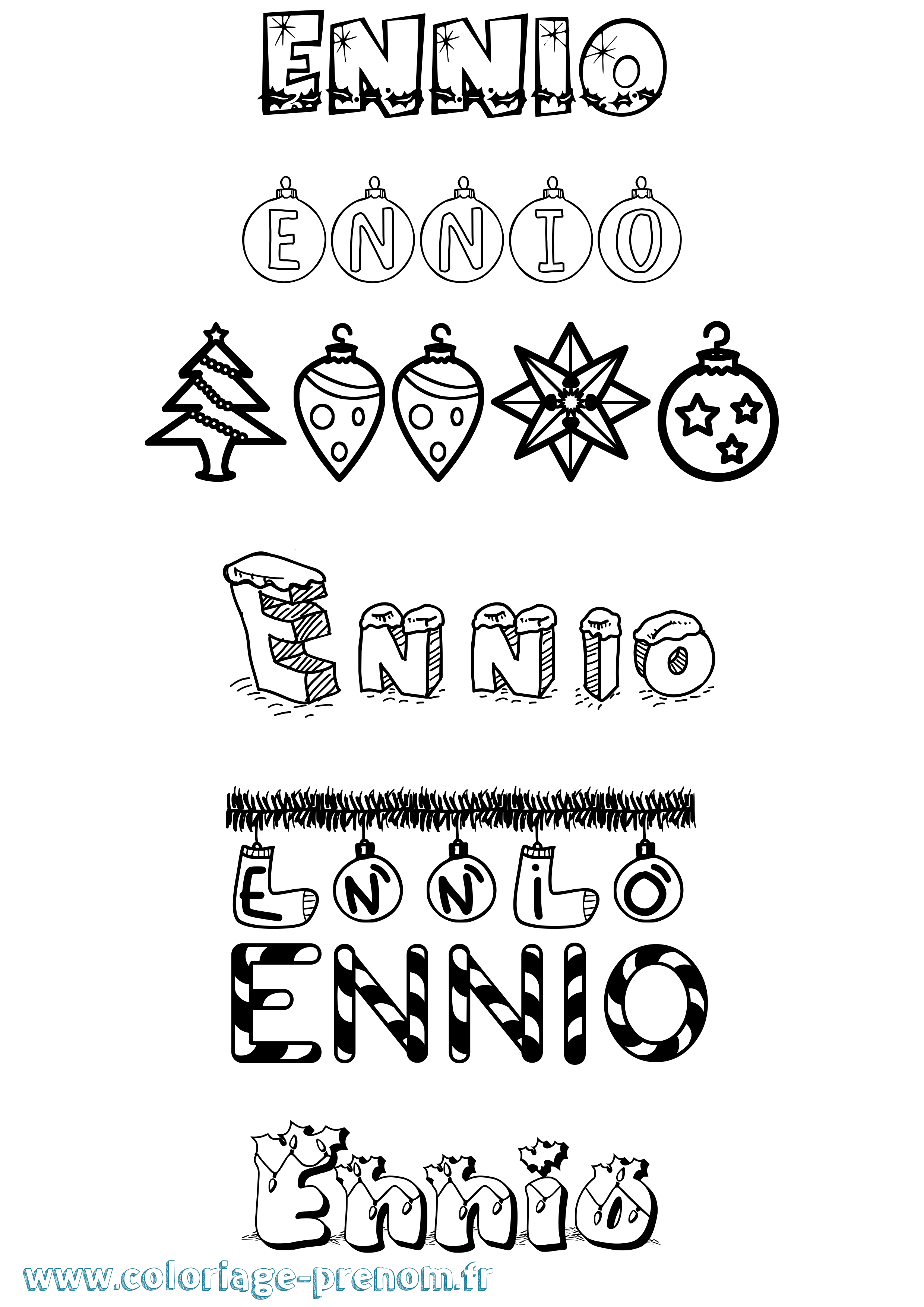 Coloriage Ennio Noël Coloriage prénom Ennio Noël