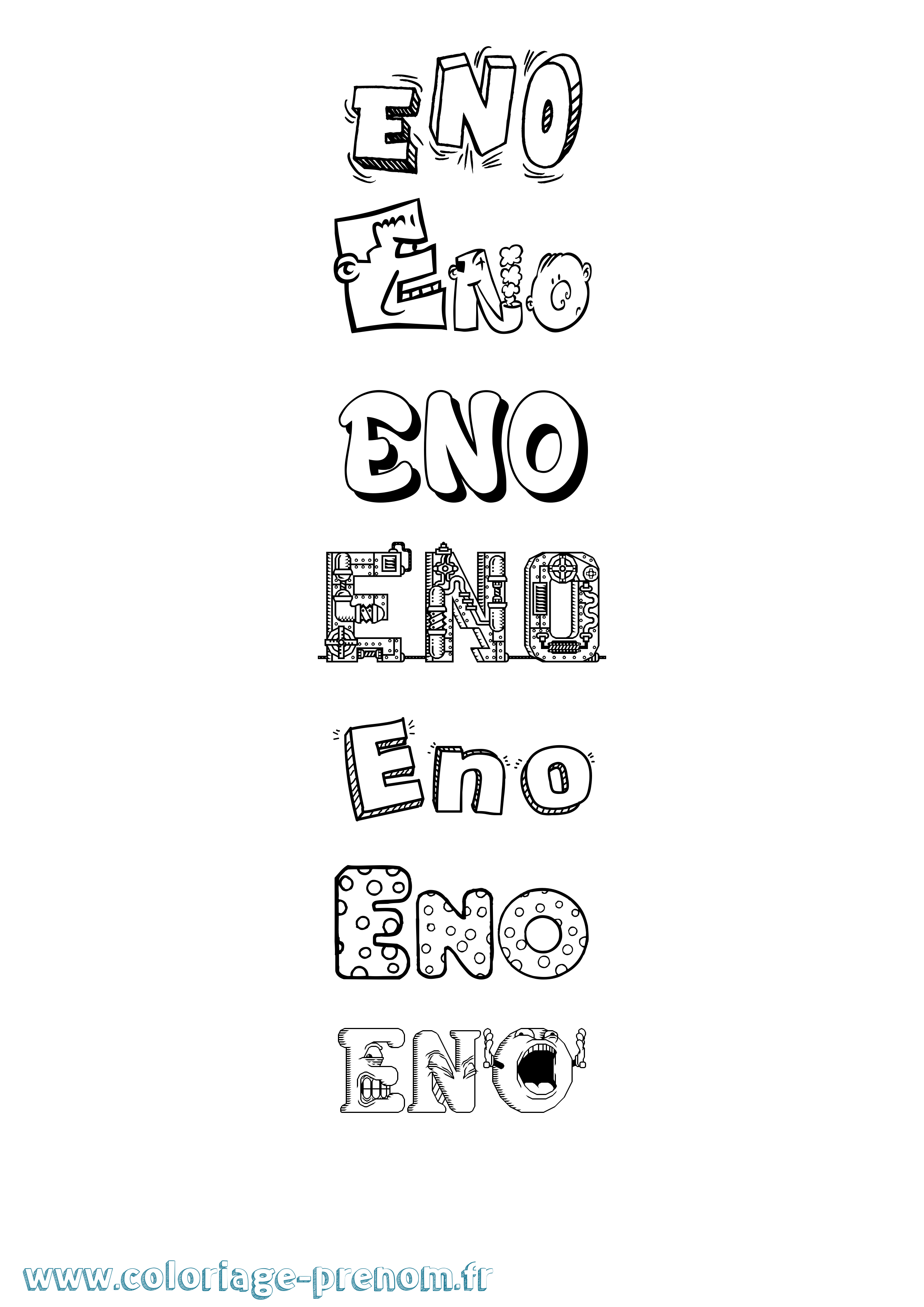 Coloriage prénom Eno Fun