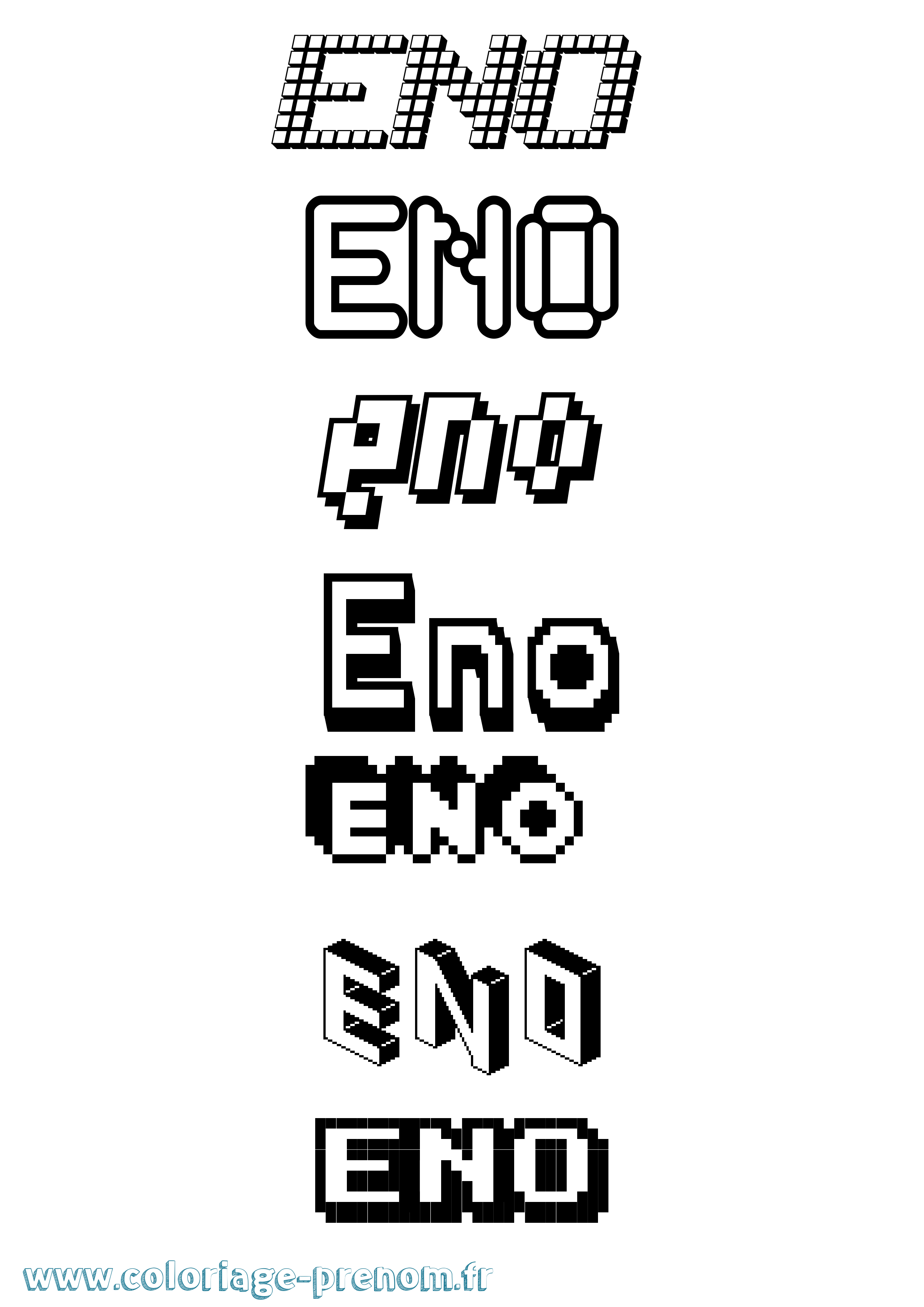 Coloriage prénom Eno Pixel
