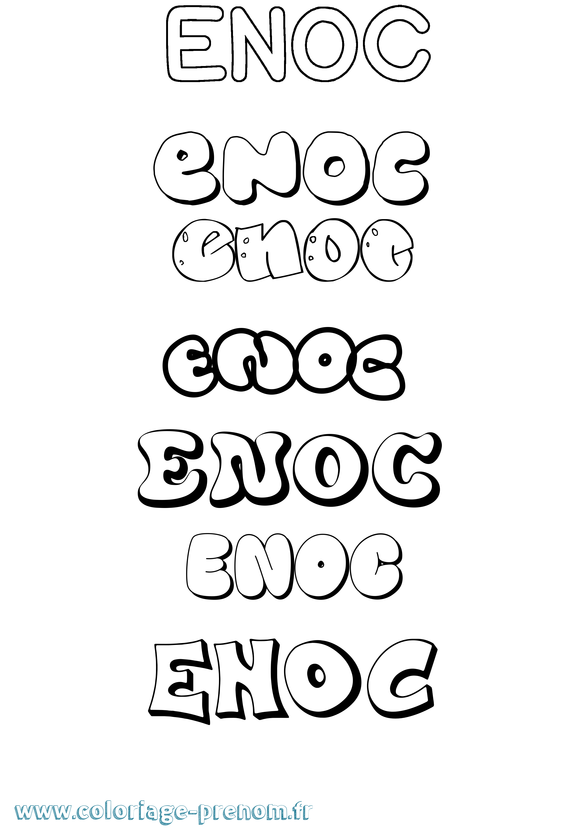 Coloriage prénom Enoc Bubble