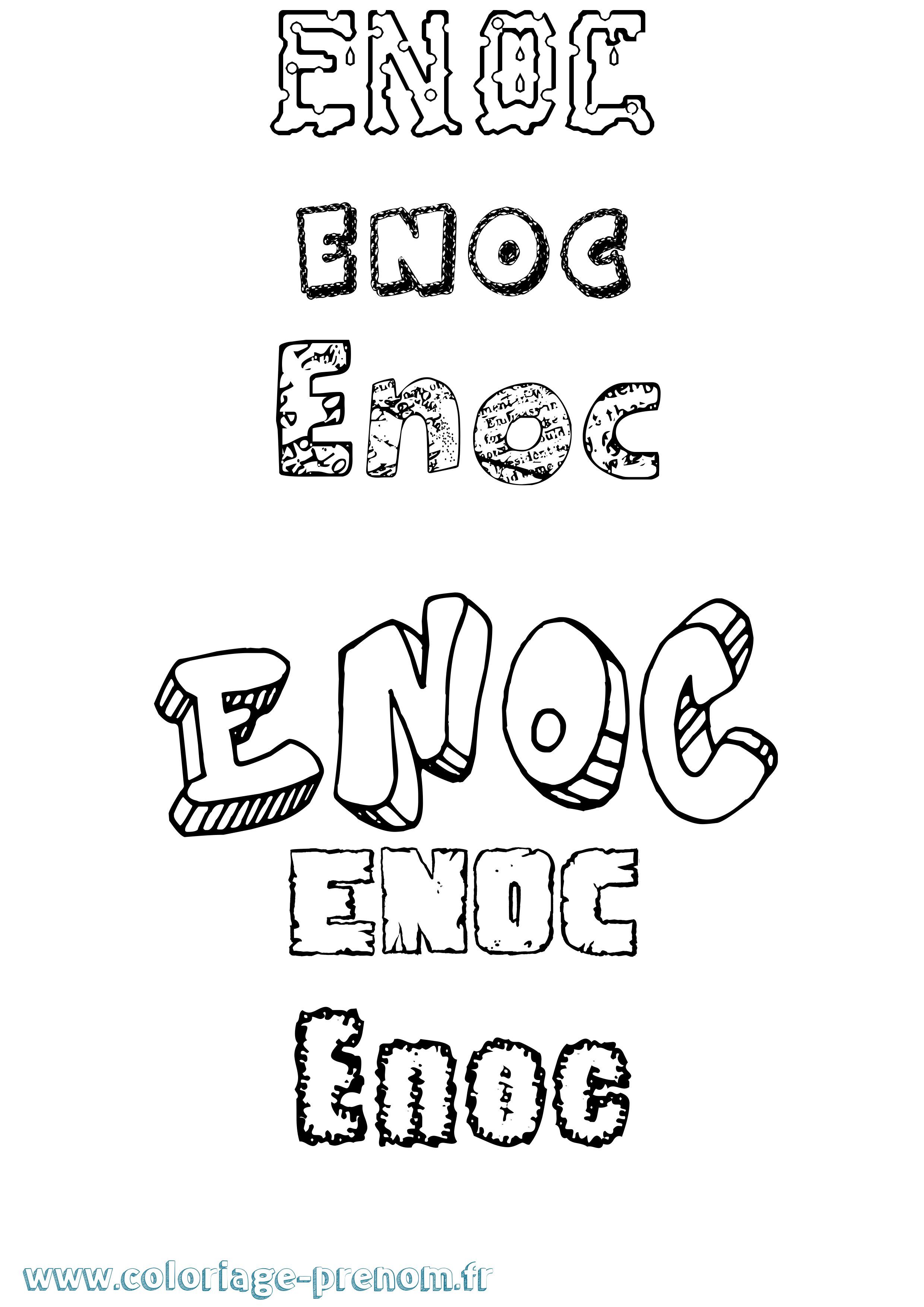 Coloriage prénom Enoc Destructuré