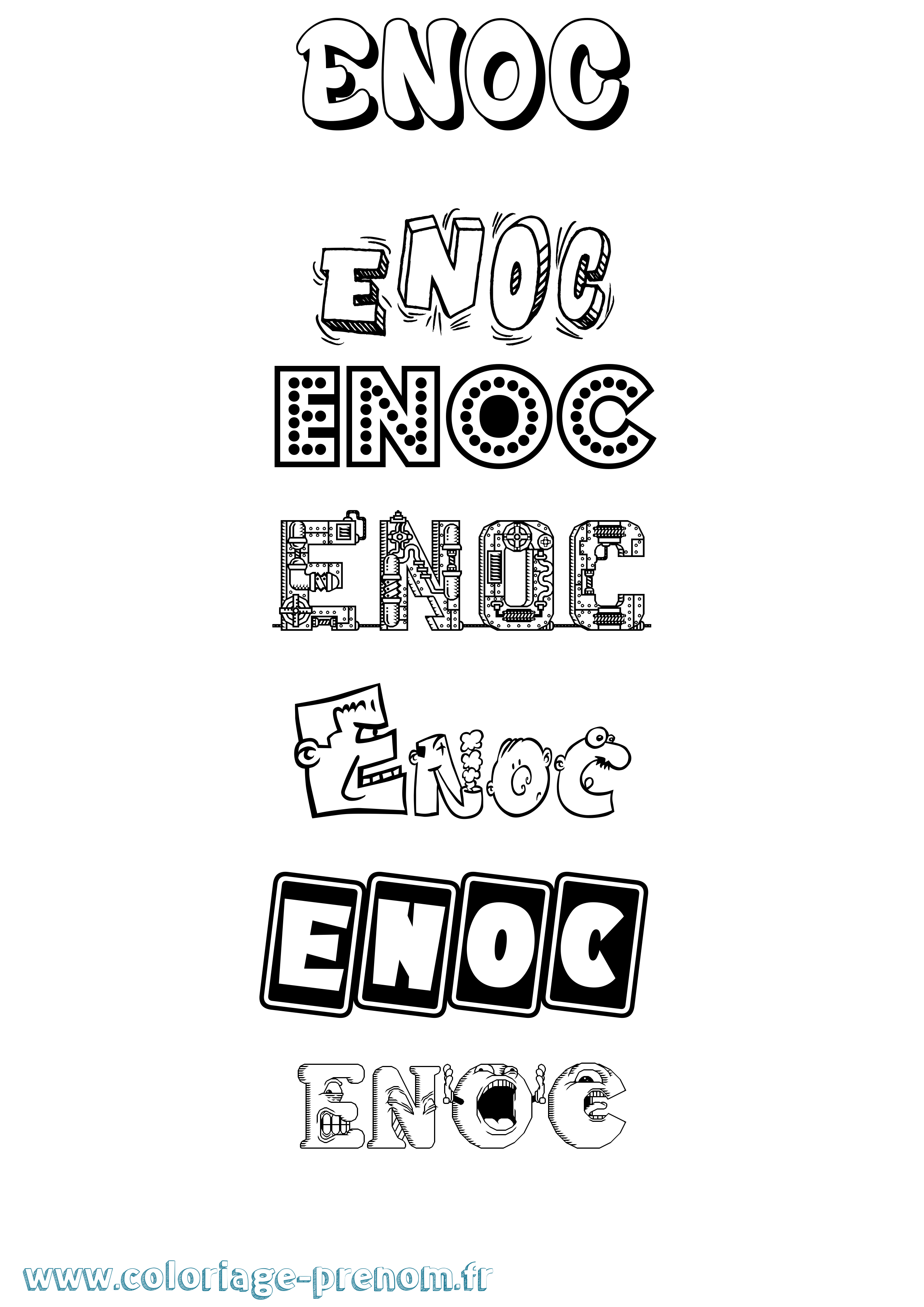 Coloriage prénom Enoc Fun