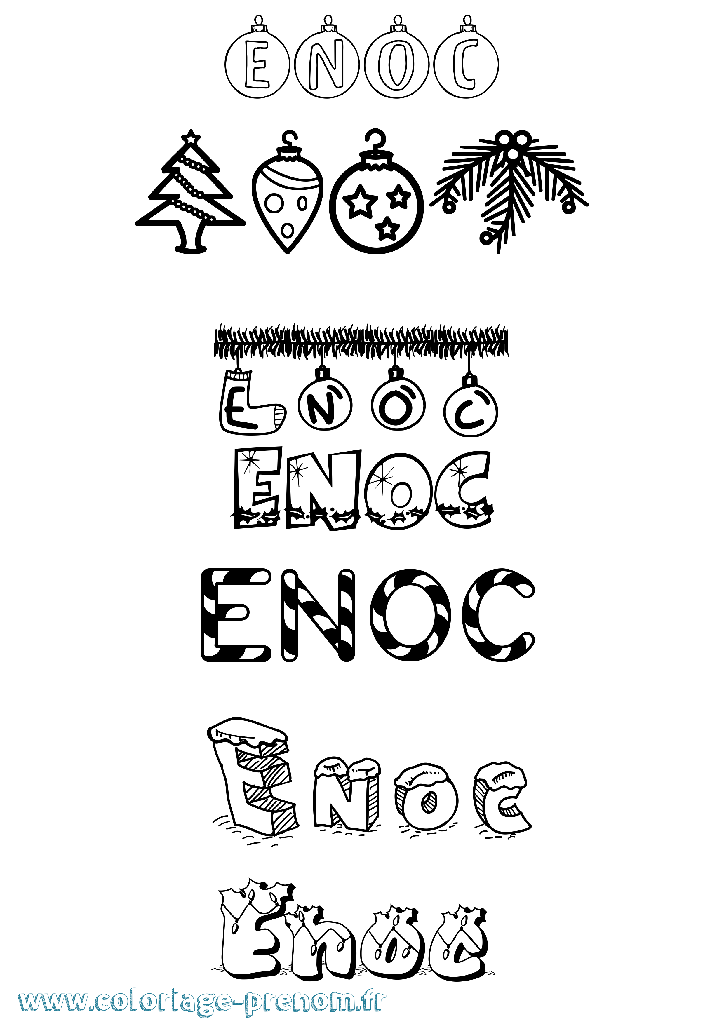 Coloriage prénom Enoc Noël