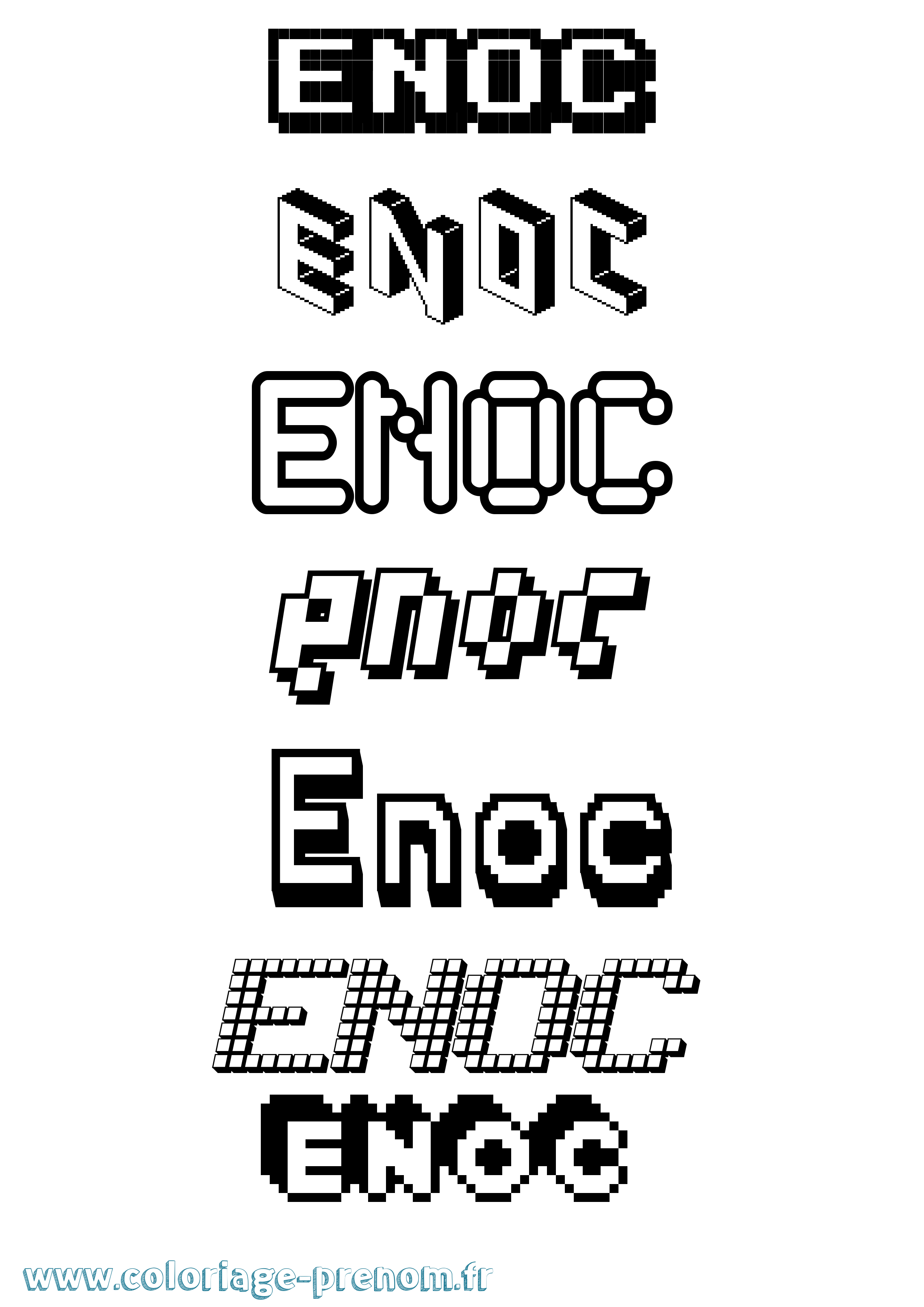 Coloriage prénom Enoc Pixel
