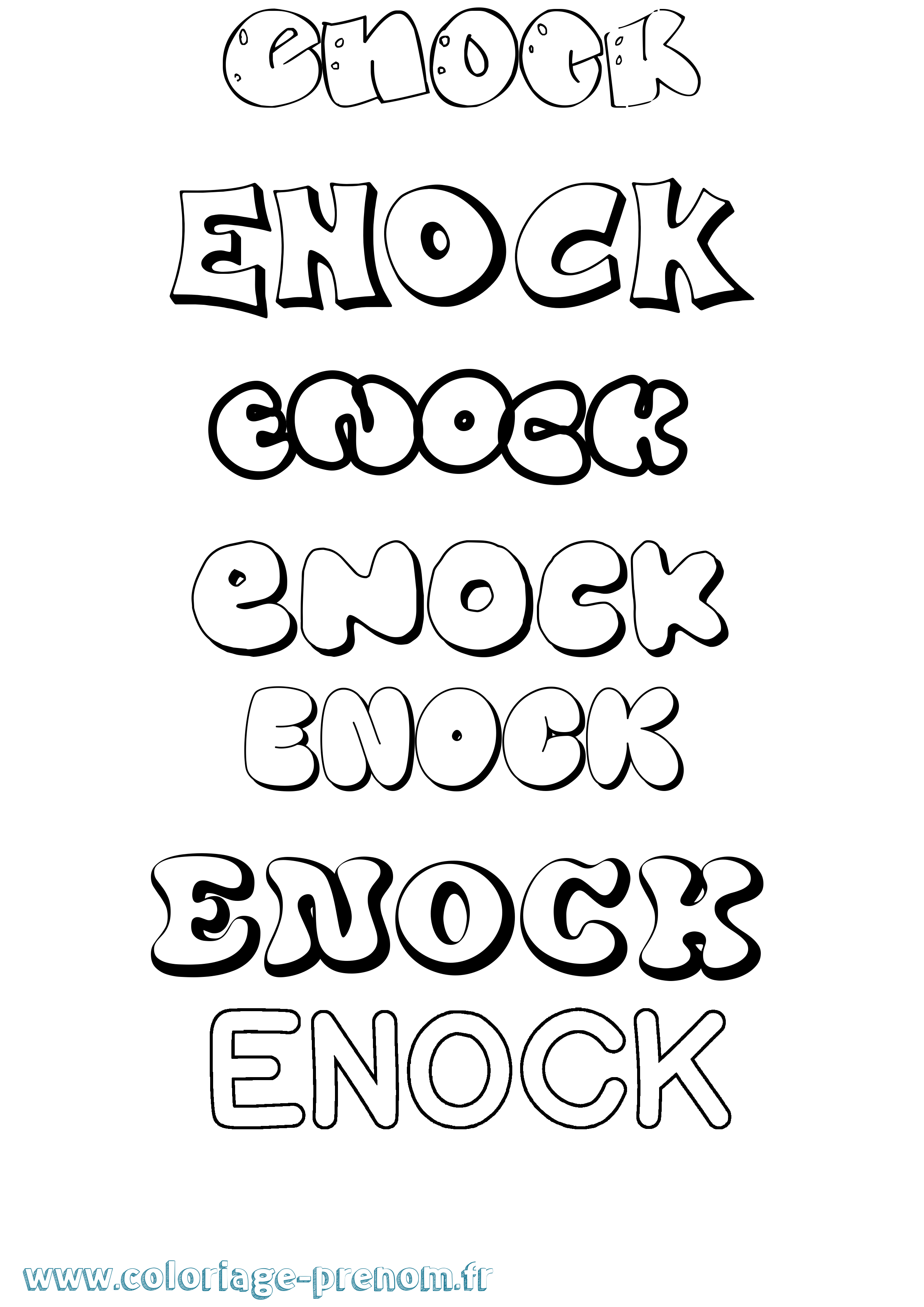 Coloriage prénom Enock Bubble
